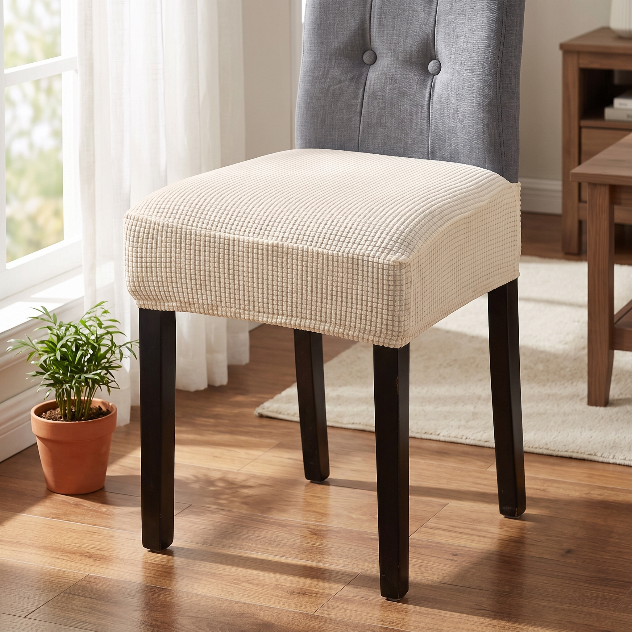 Chair Seat Cover – Cream White shown in a styled home interior | Brivenzo