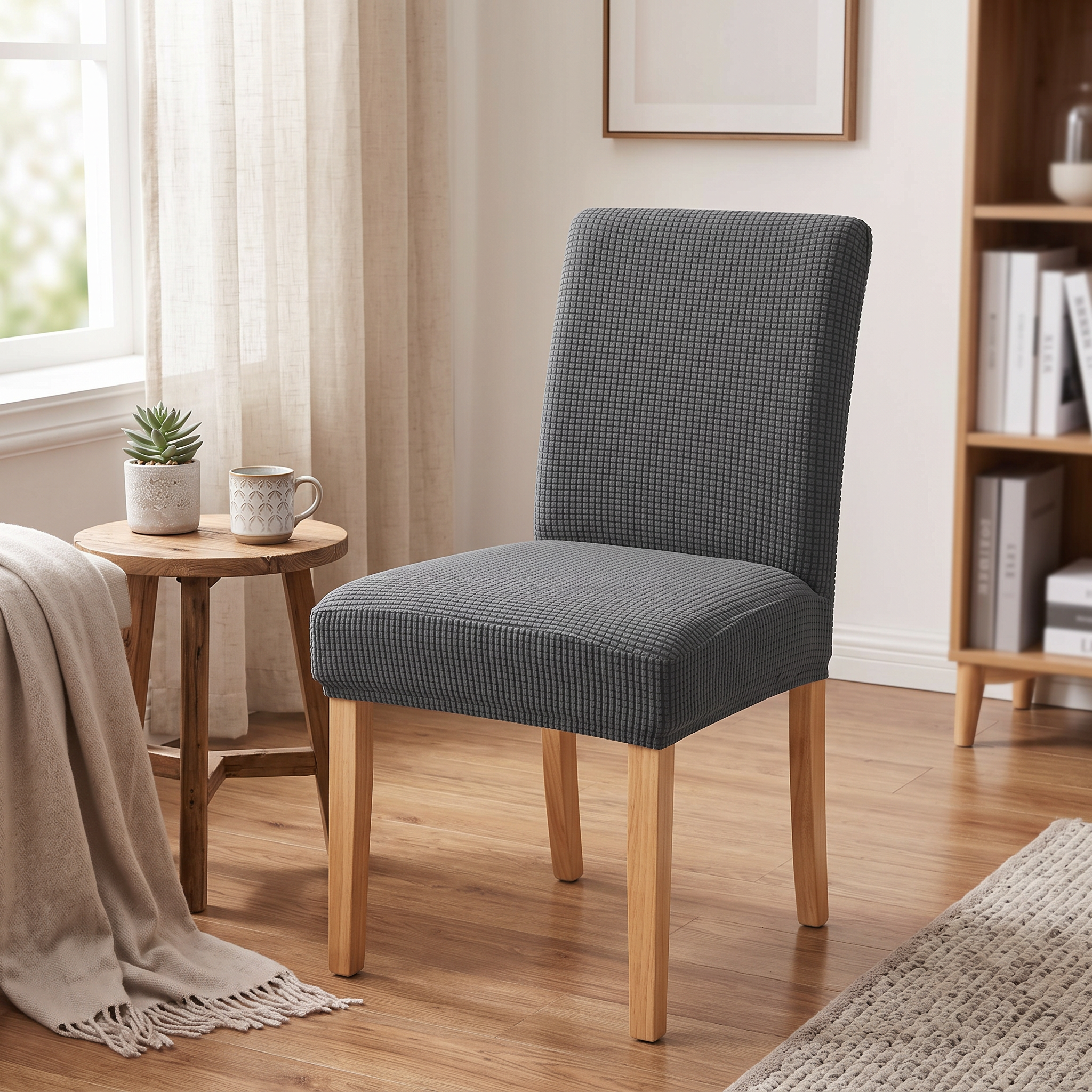 Chair Seat Cover – Dark Grey shown in a styled home interior | Brivenzo
