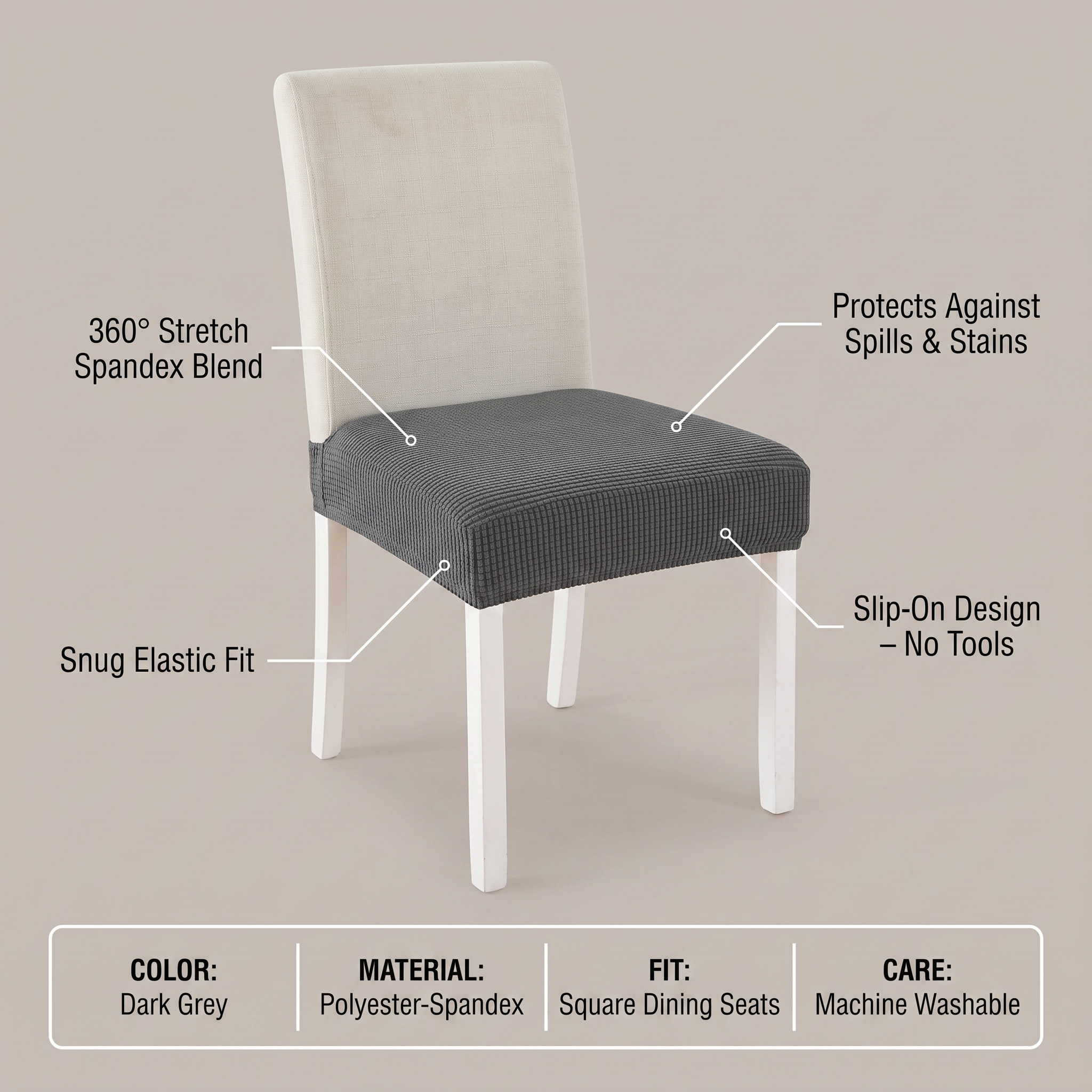Chair Seat Cover – Dark Grey – features and specifications overview | Brivenzo