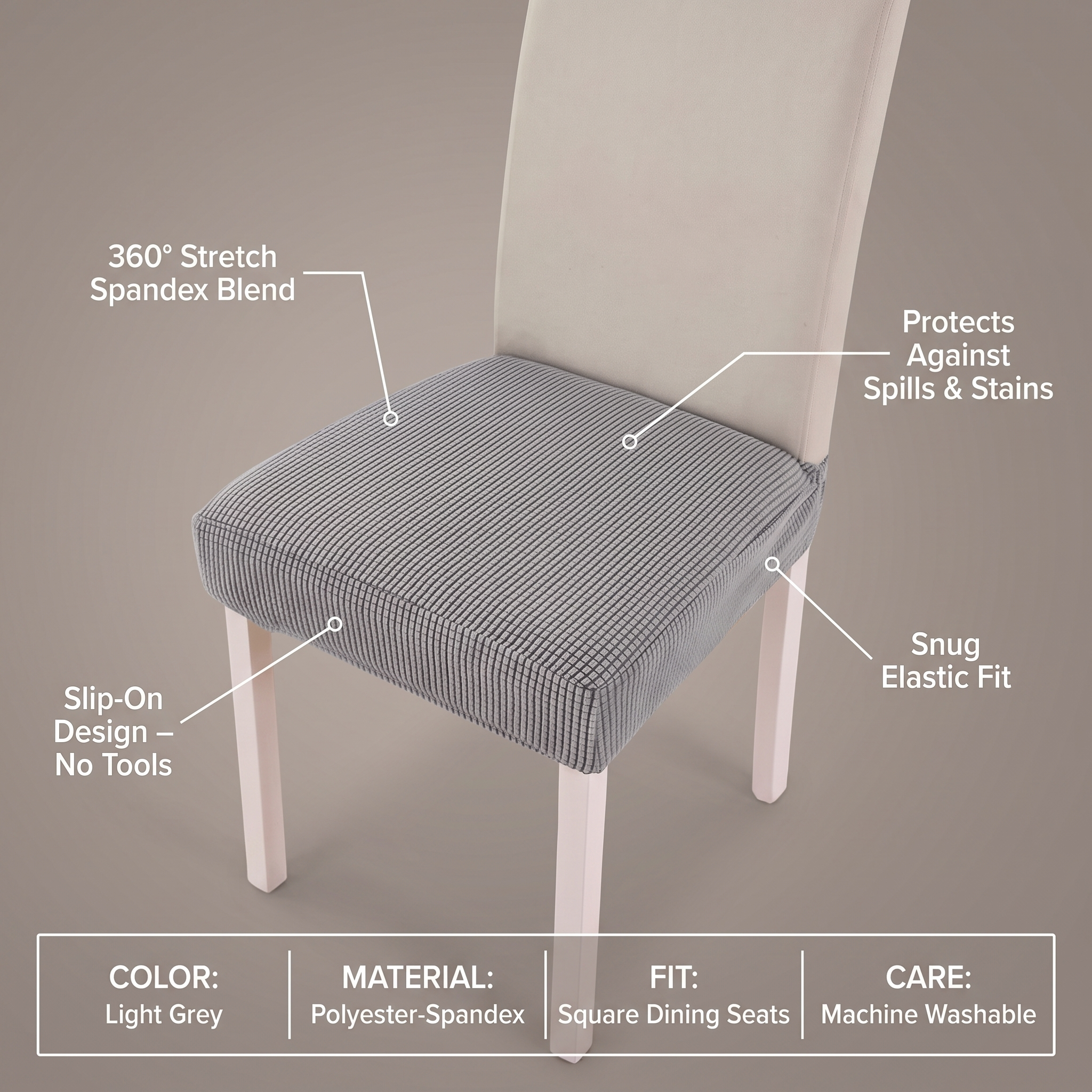 Chair Seat Cover – Light Grey – features and specifications overview | Brivenzo