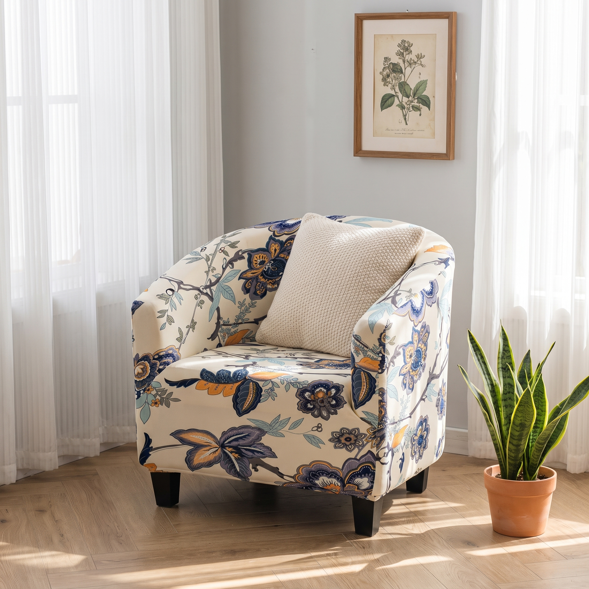 Club Armchair Cover – Floral Alpina Print – product view 5 | Brivenzo