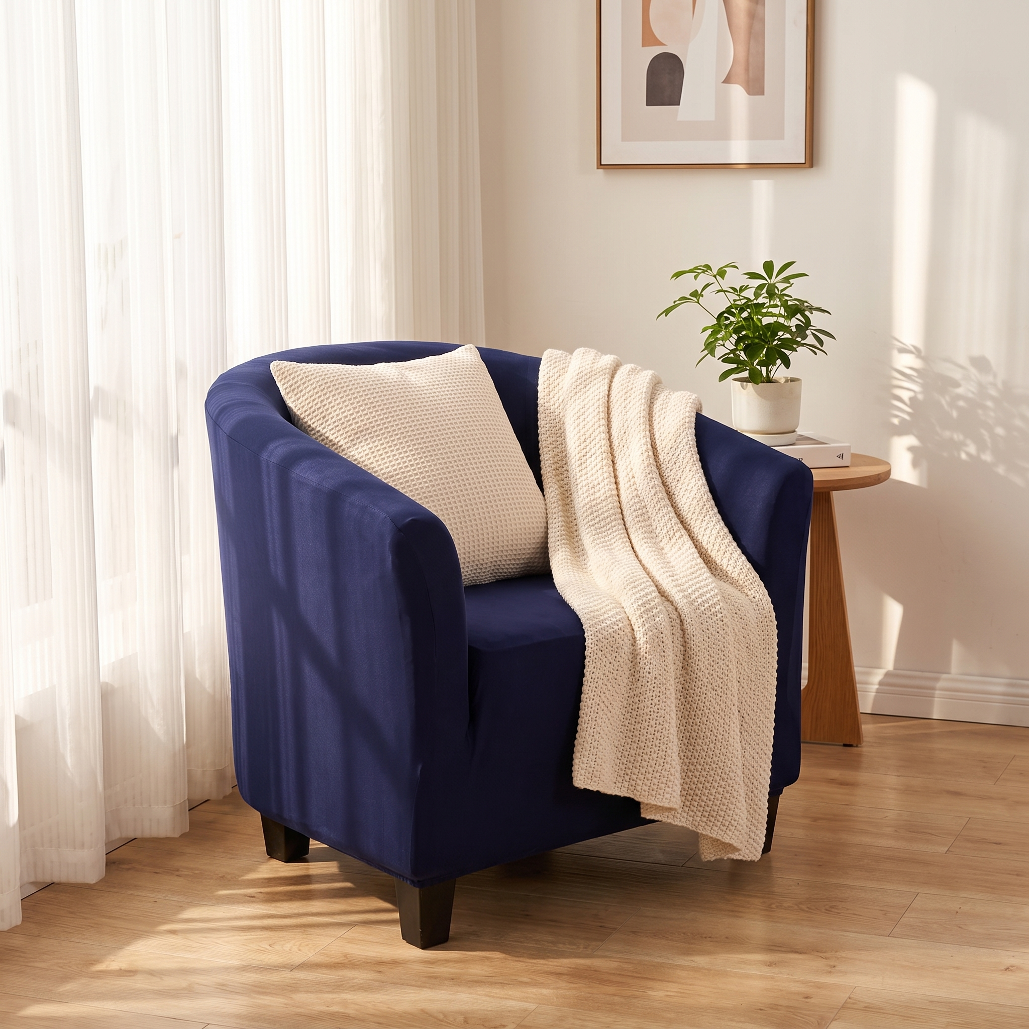 Club Armchair Cover – Navy Blue – product view 5 | Brivenzo