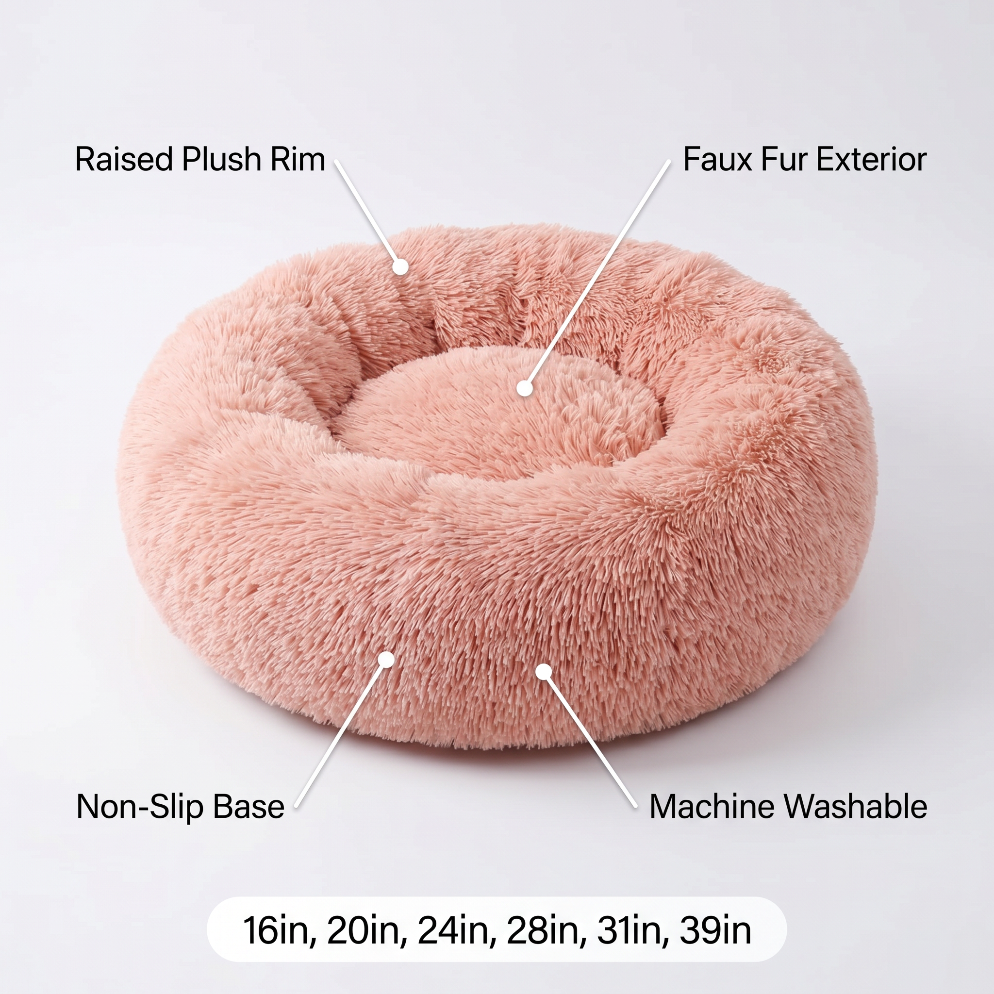 Donut Pet Bed – Plush Round Cushion – product view 2 | Brivenzo