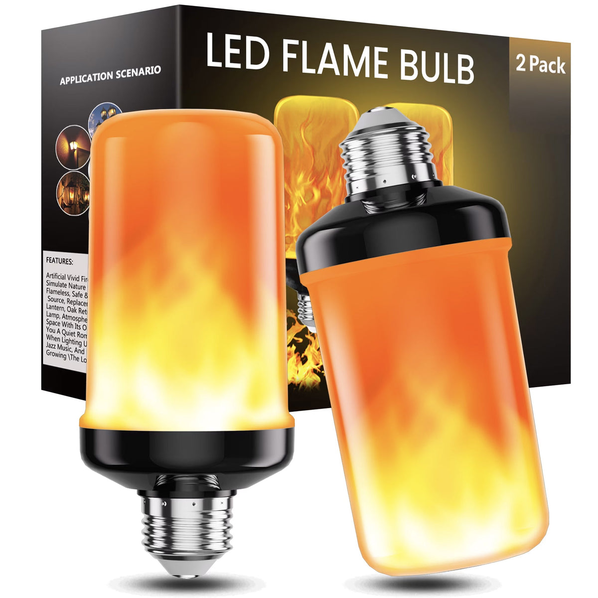 Flickering Flame LED Light Bulb with Gravity Sensor and E26 Base for Halloween Lanterns, view 1