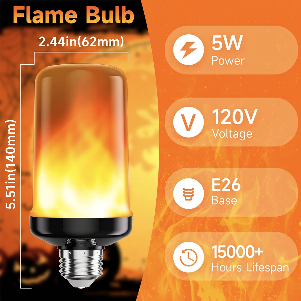 Flickering Flame LED Light Bulb with Gravity Sensor and E26 Base for Halloween Lanterns, view 4