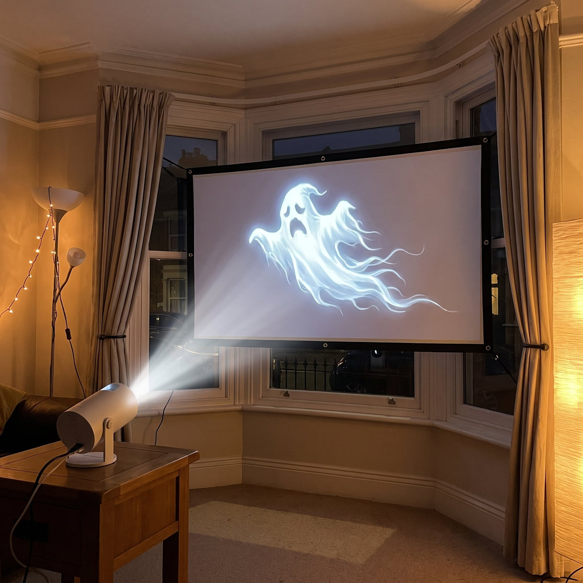 Foldable 60 Inch Projector Screen for Outdoor Movie Nights and Halloween Displays, view 1