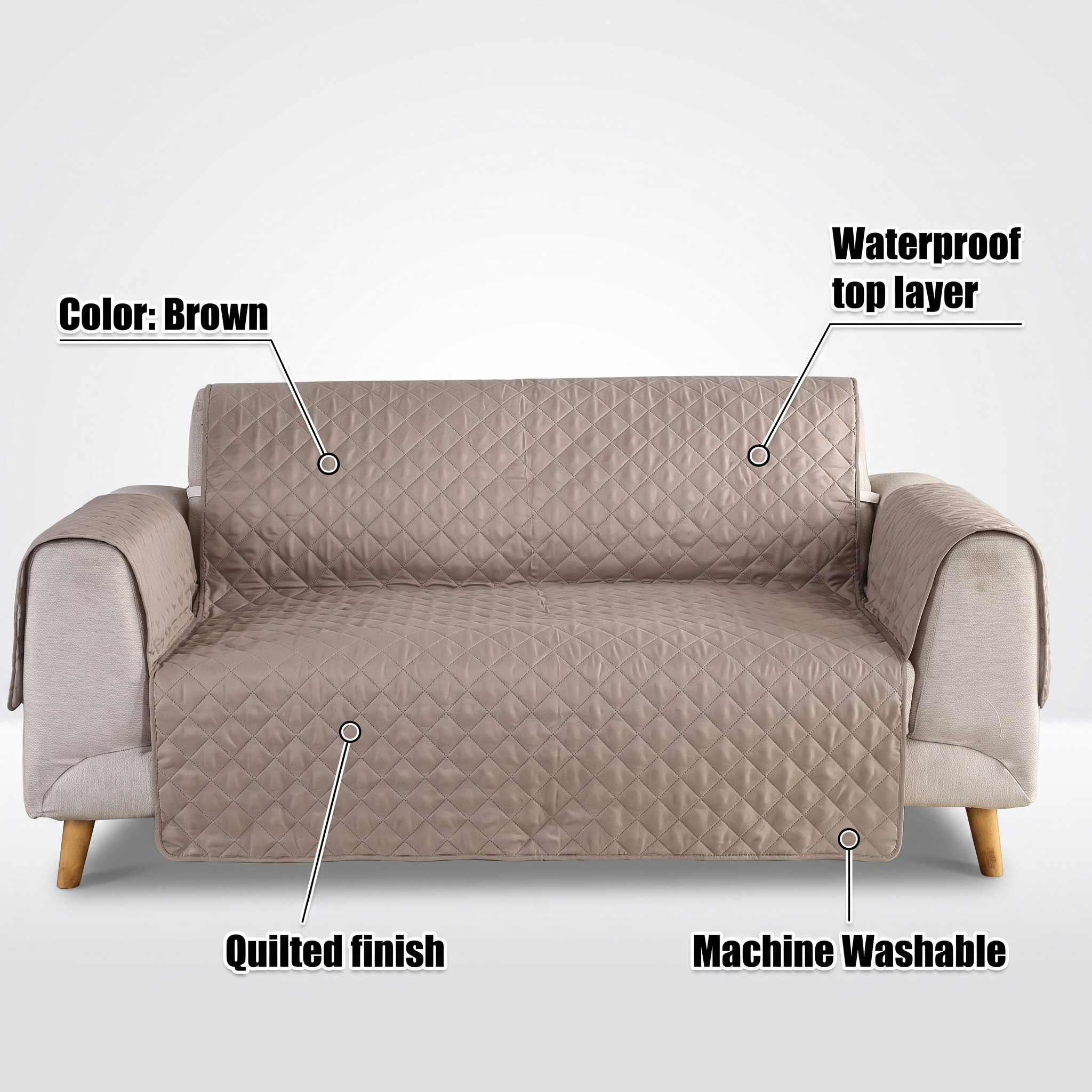 Light Brown Waterproof Quilted Furniture Cover – 22-77in – features and specifications overview | Brivenzo