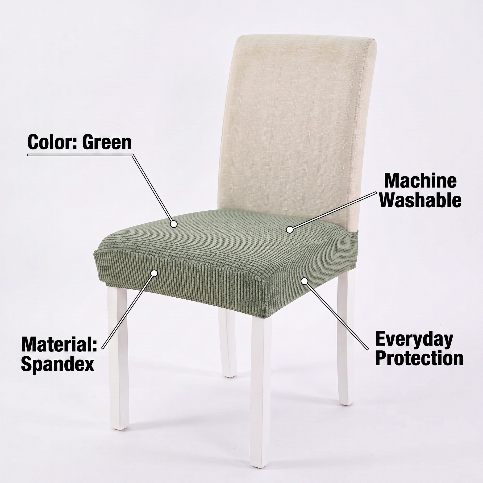 Light Green Chair Seat Cover – Stretch Fit – features and specifications overview | Brivenzo