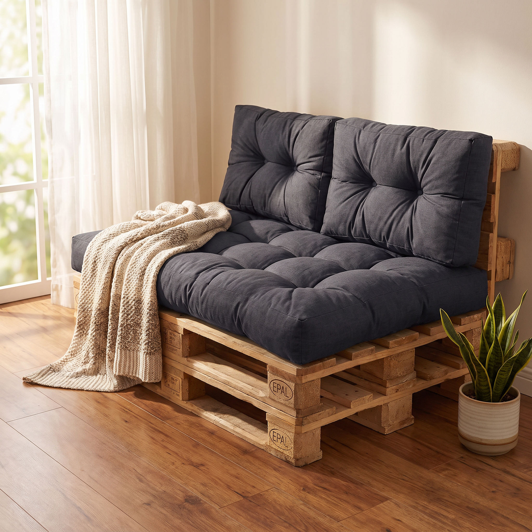 Pallet Sofa & Bench Cushion – Multiple Colors & Sizes shown in a styled home interior | Brivenzo