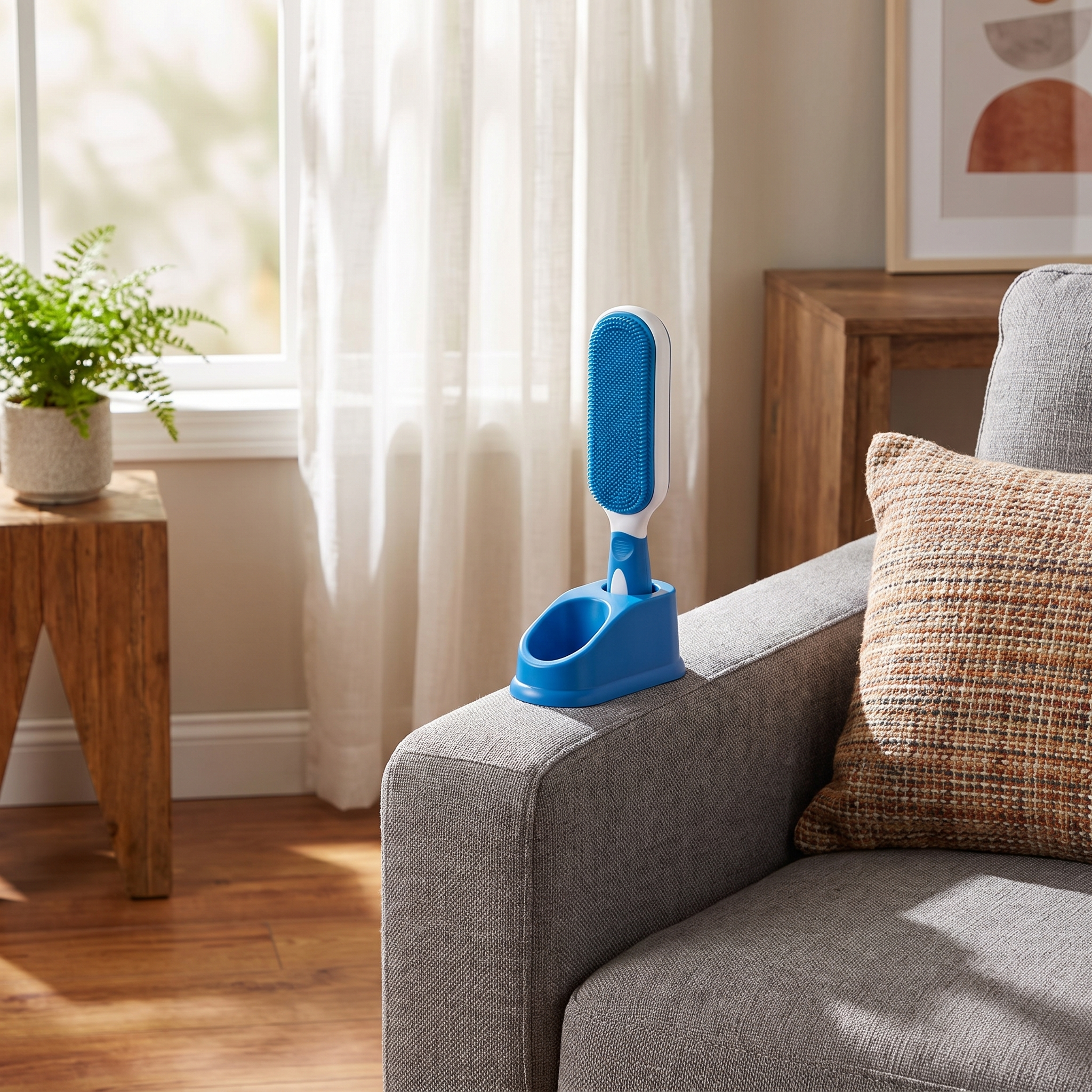 Pet Hair Remover Brush – Double-Sided shown in a styled home interior | Brivenzo