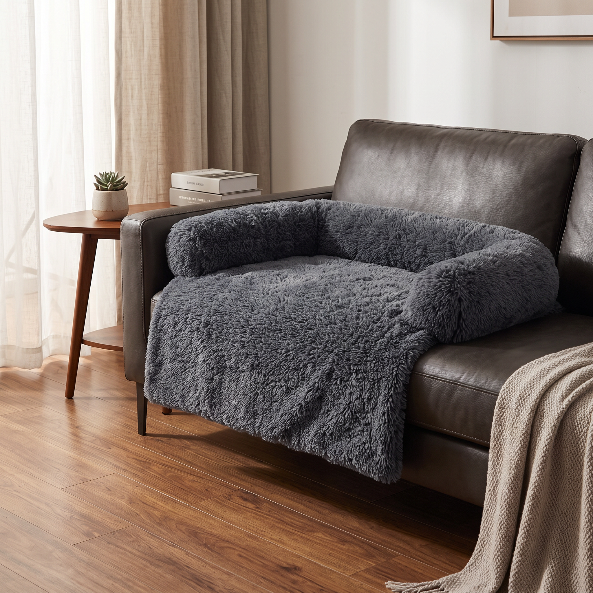 Pet Sofa Cushion Bed – Removable Plush Cover shown in a styled home interior | Brivenzo