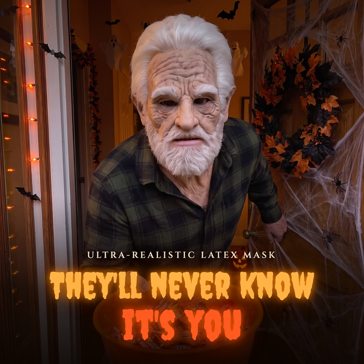Realistic Latex Halloween Mask with Full Face and Neck in 22 Characters, view 1