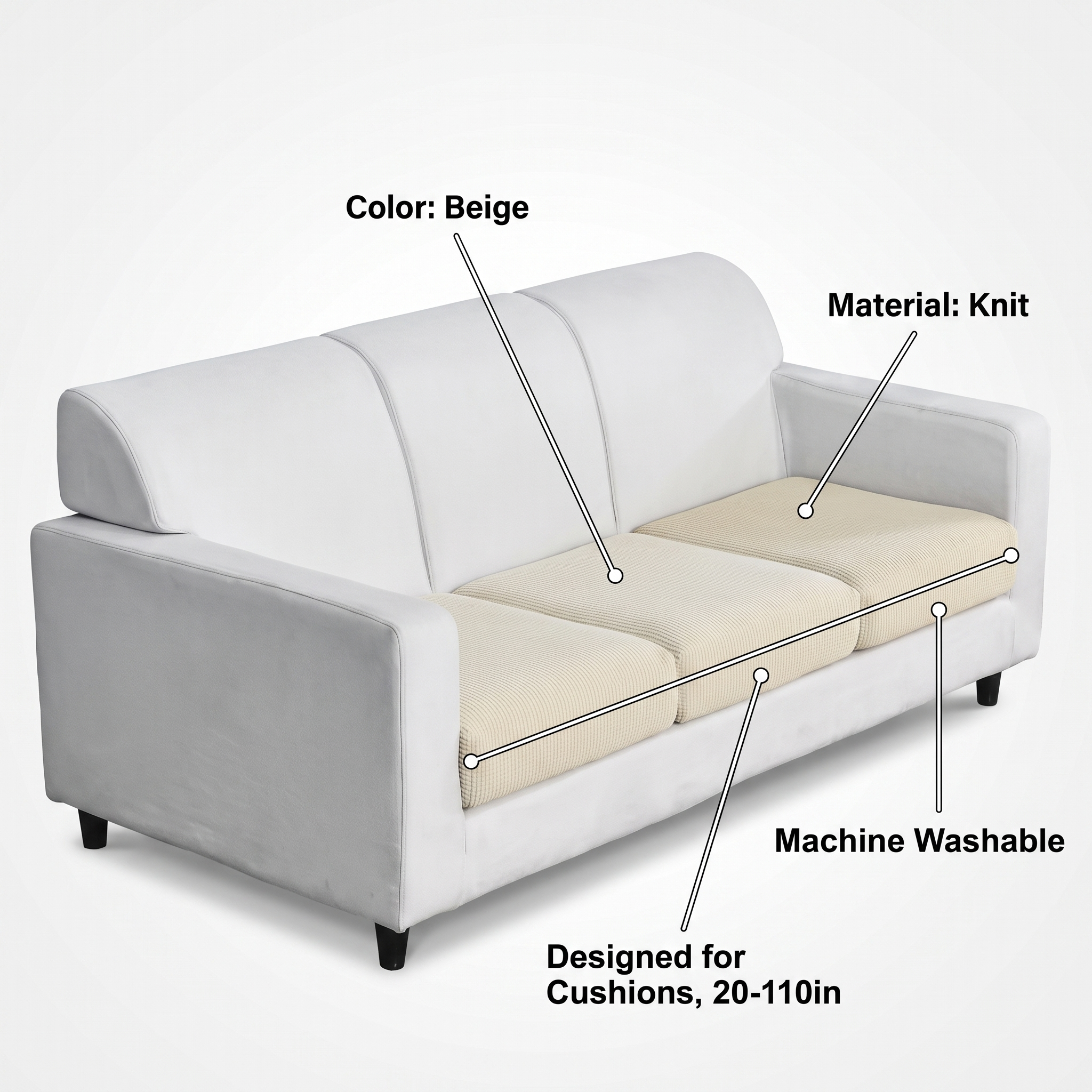Seat & Backrest Cushion Cover – Beige – features and specifications overview | Brivenzo