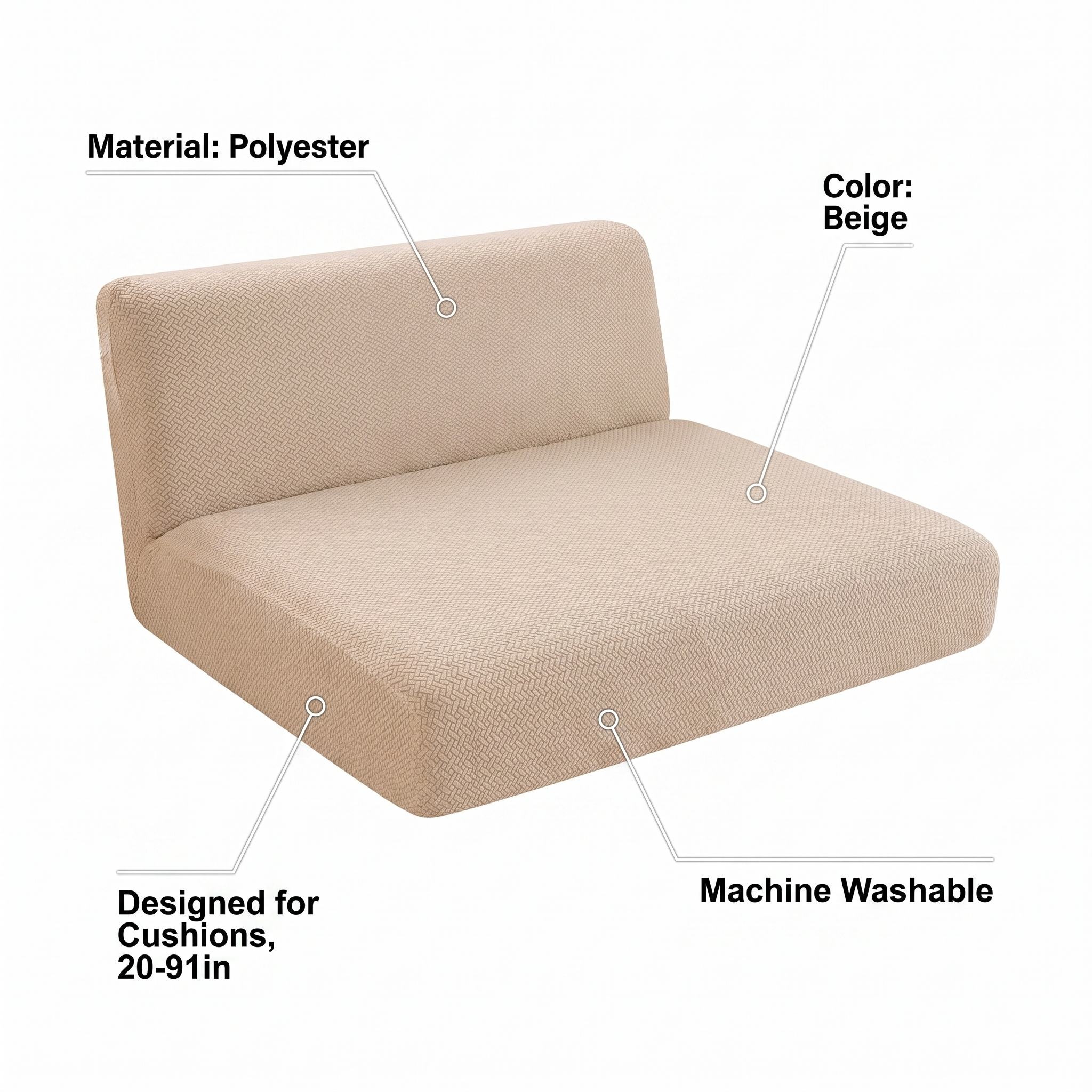 Seat & Backrest Cushion Cover – Beige – features and specifications overview | Brivenzo