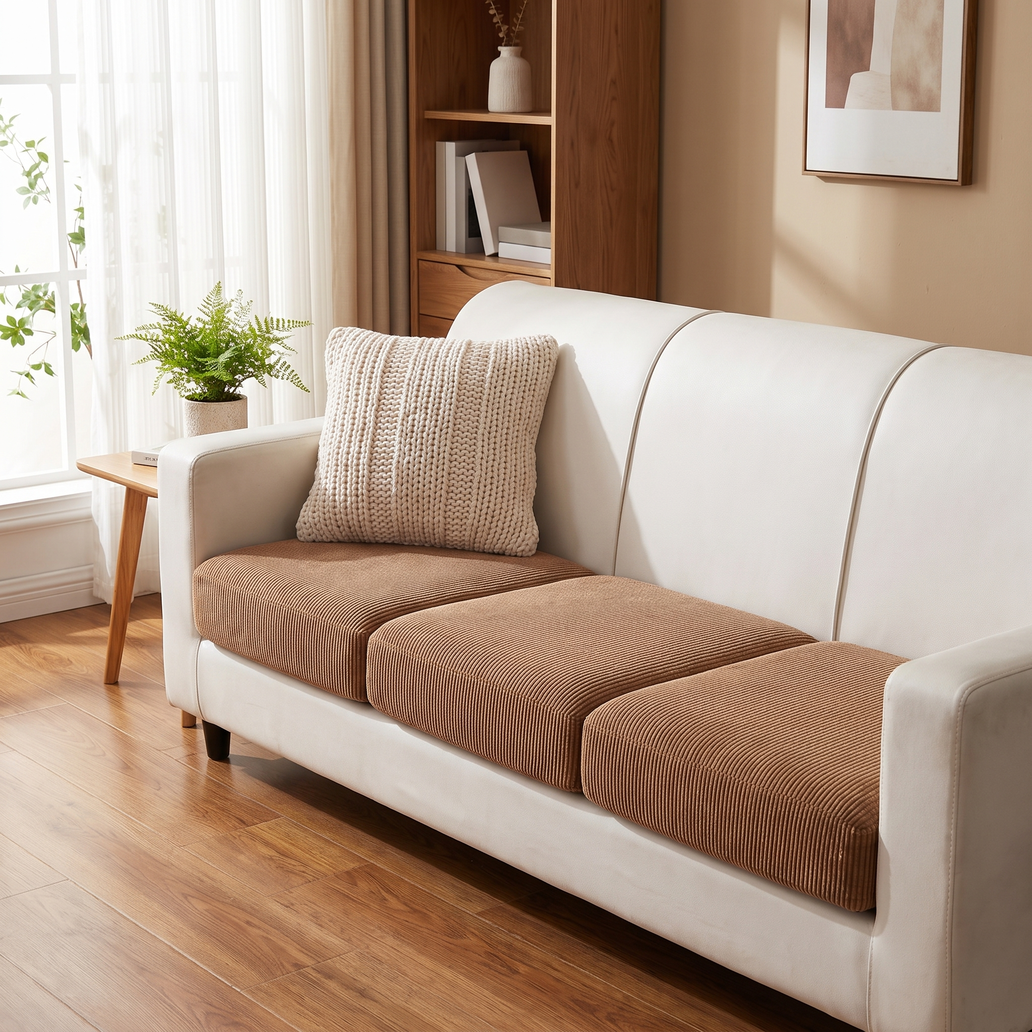 Seat & Backrest Cushion Cover – Camel shown in a styled home interior | Brivenzo