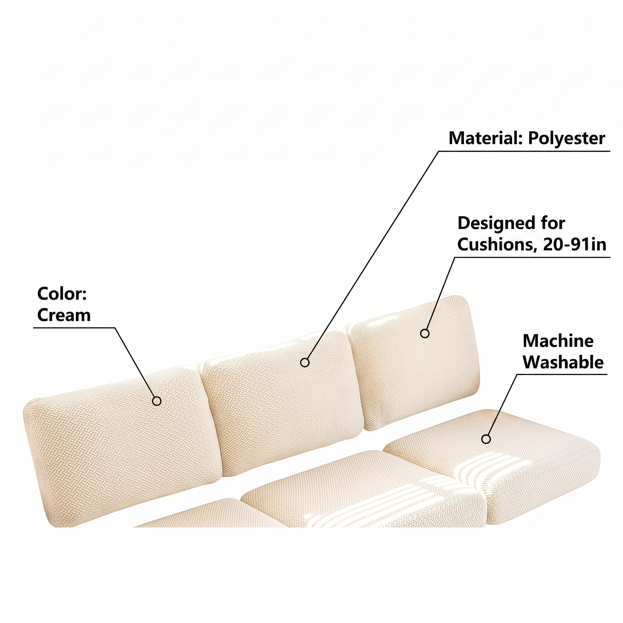 Seat & Backrest Cushion Cover – Cream – features and specifications overview | Brivenzo