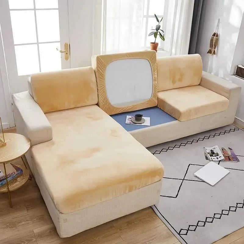 Seat & Backrest Cushion Cover – Cream Velvet – product view 4 | Brivenzo