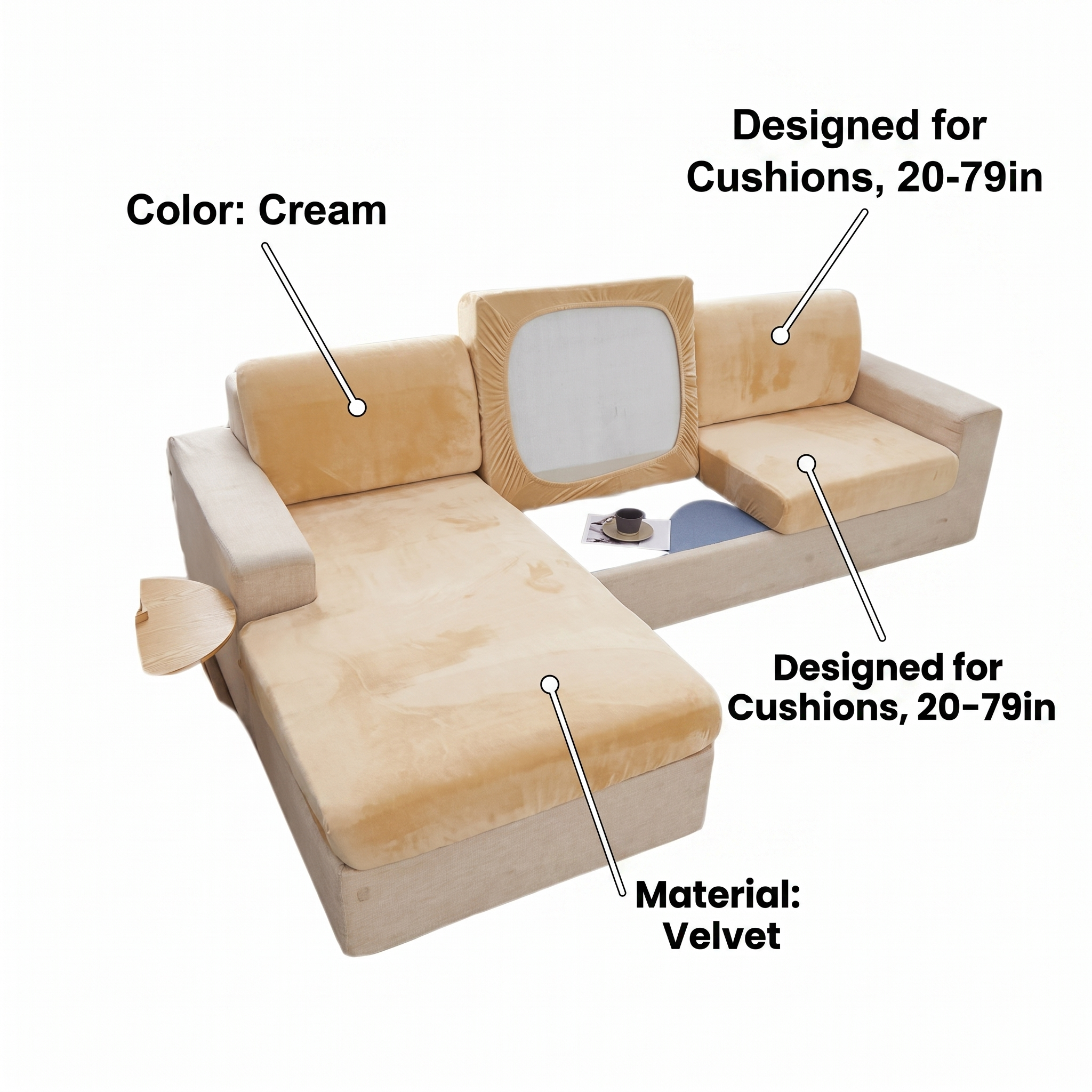 Seat & Backrest Cushion Cover – Cream Velvet – features and specifications overview | Brivenzo