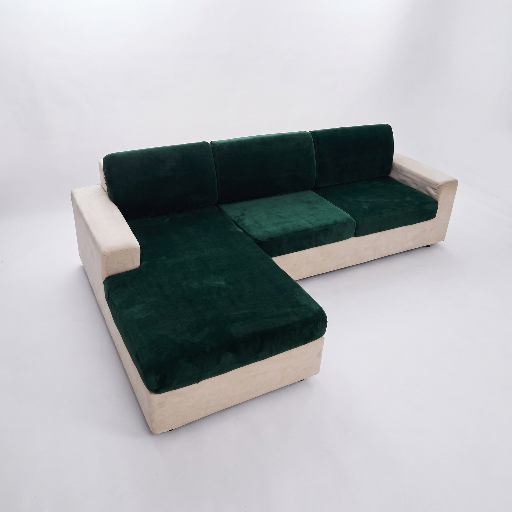 Seat & Backrest Cushion Cover – Dark Green Velvet – product photo on a white background | Brivenzo