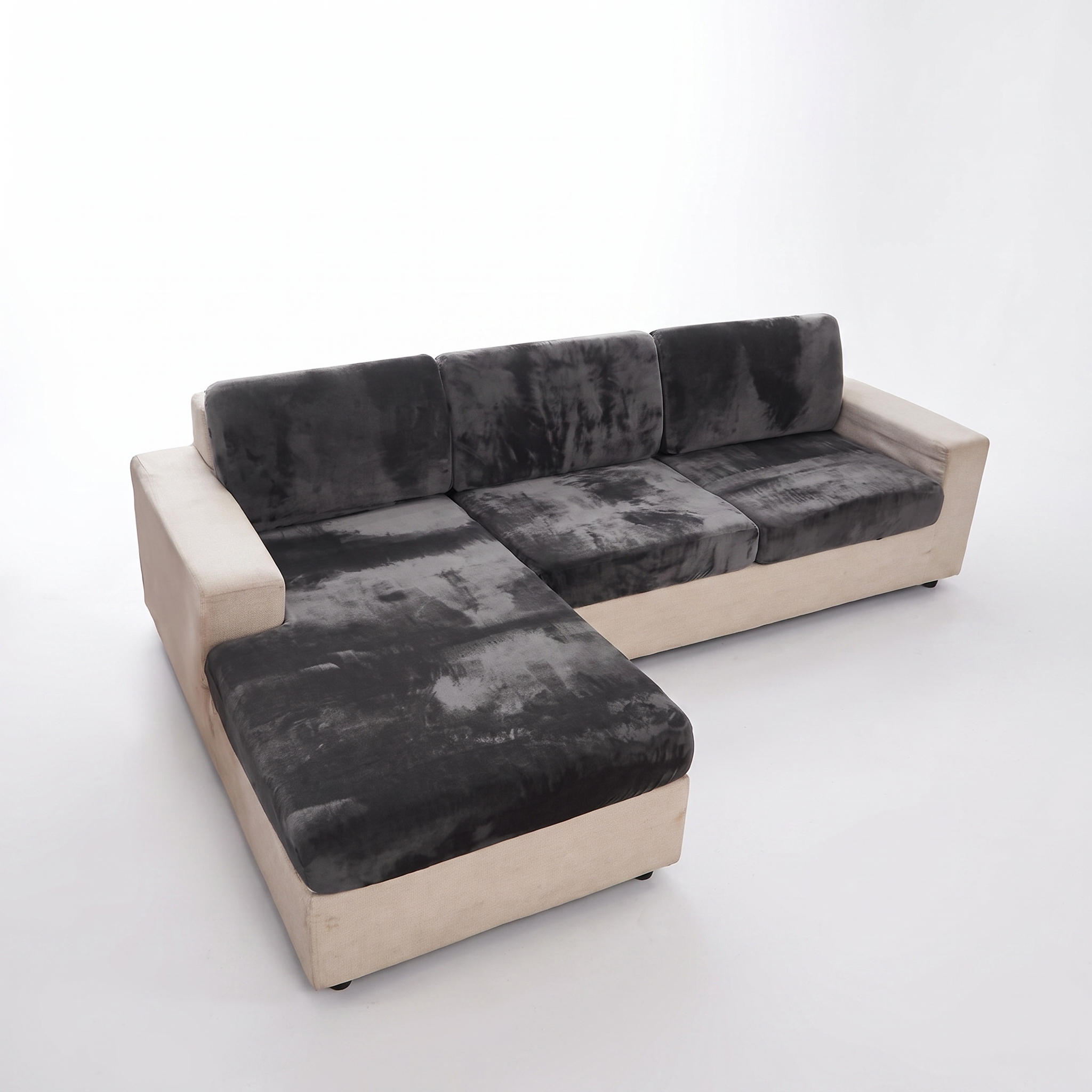 Seat & Backrest Cushion Cover – Dark Grey Velvet – product photo on a white background | Brivenzo