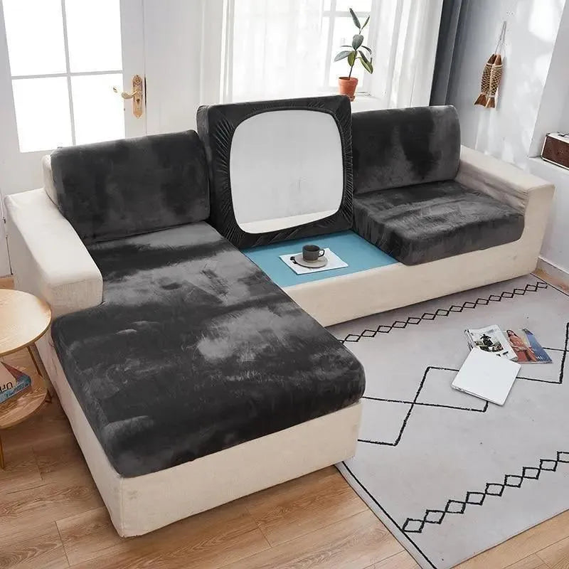 Seat & Backrest Cushion Cover – Dark Grey Velvet – product view 4 | Brivenzo