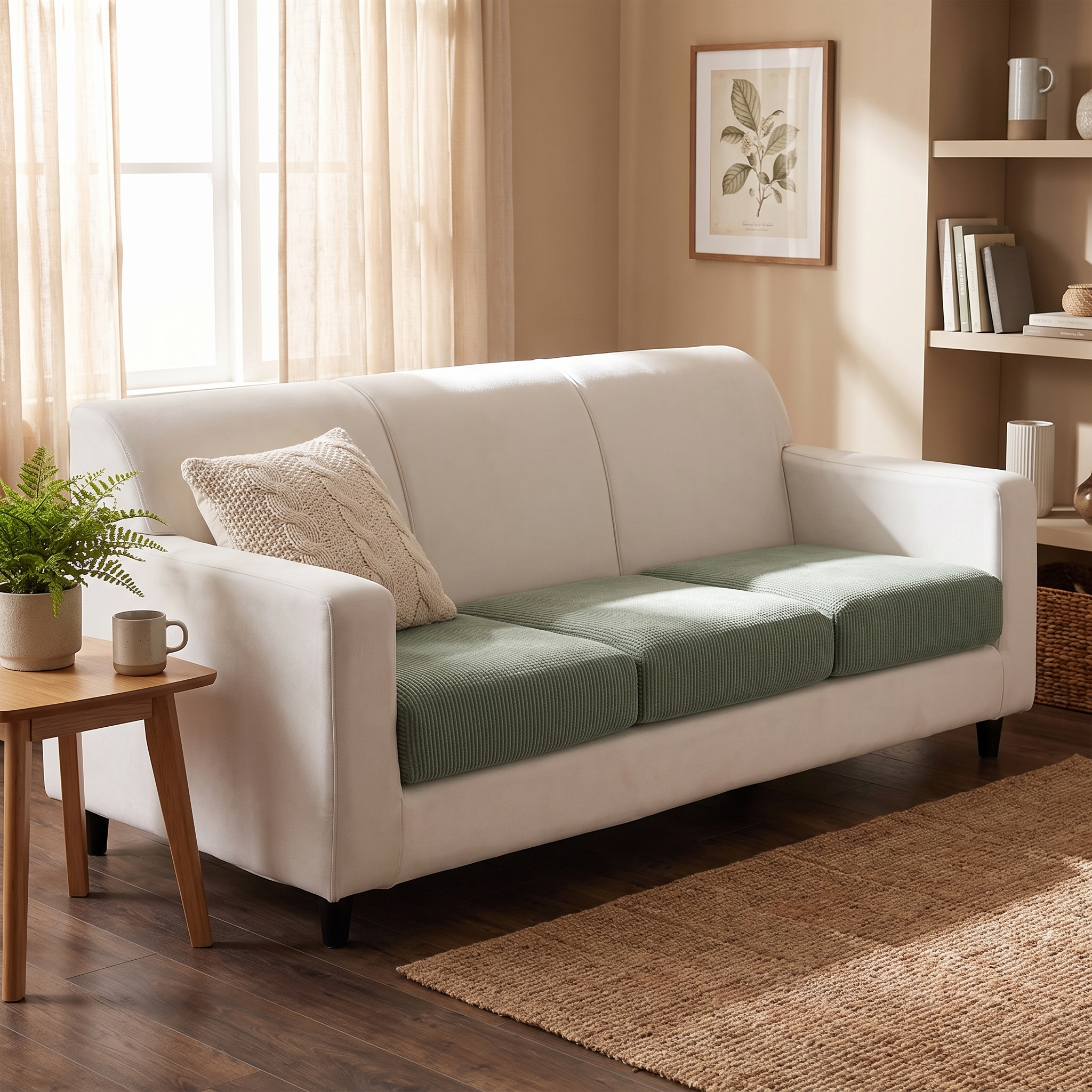 Seat & Backrest Cushion Cover – Green shown in a styled home interior | Brivenzo