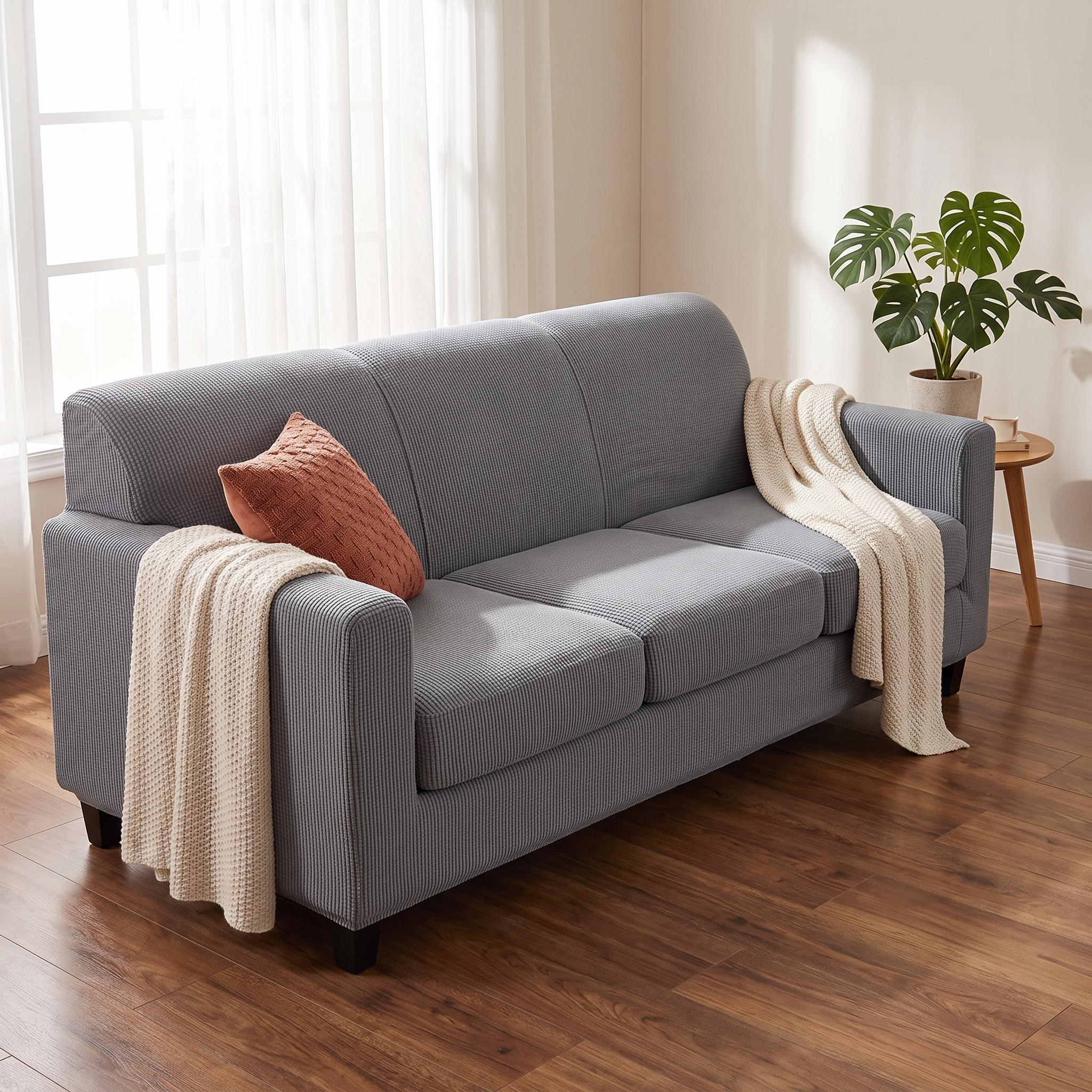 Seat & Backrest Cushion Cover – Light Grey shown in a styled home interior | Brivenzo
