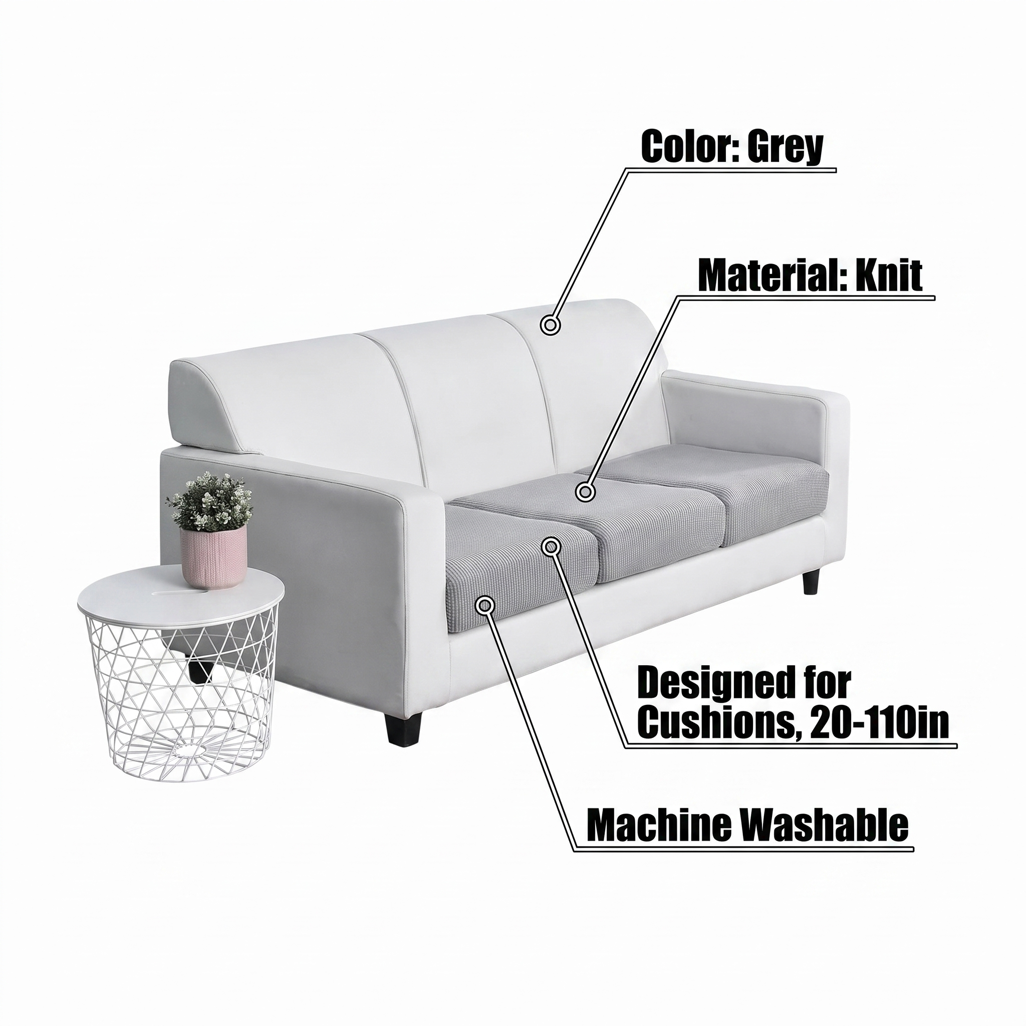 Seat & Backrest Cushion Cover – Light Grey – features and specifications overview | Brivenzo