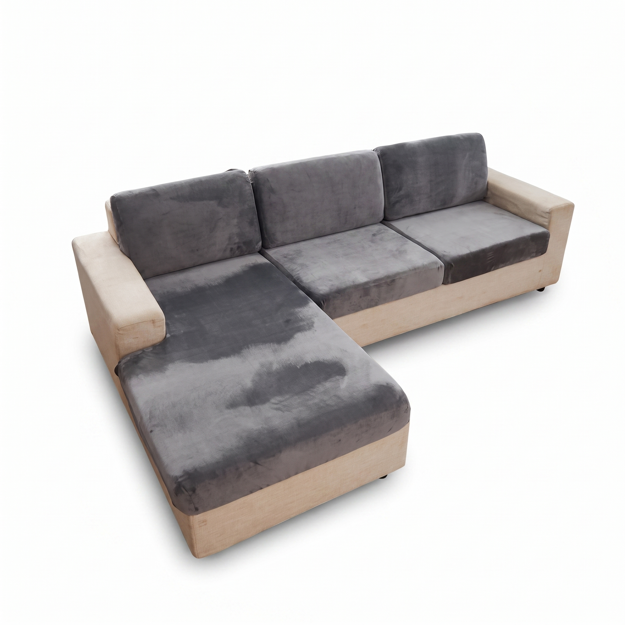 Seat & Backrest Cushion Cover – Light Grey Velvet – product photo on a white background | Brivenzo