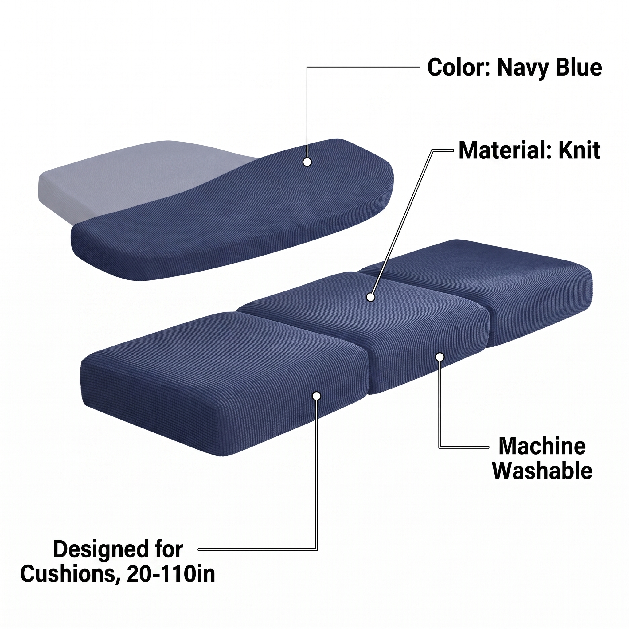 Seat & Backrest Cushion Cover – Navy Blue – features and specifications overview | Brivenzo