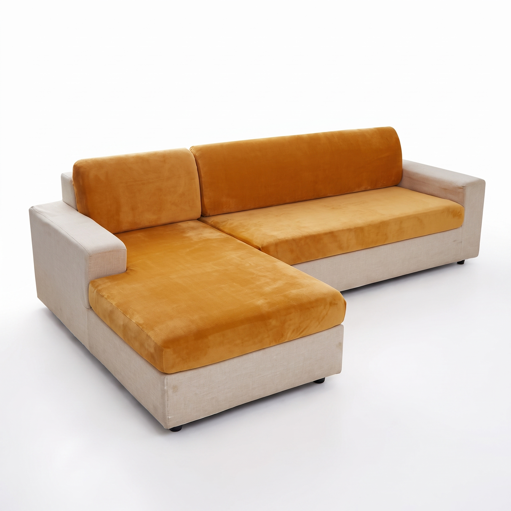 Seat & Backrest Cushion Cover – Orange Velvet – product view 1 | Brivenzo
