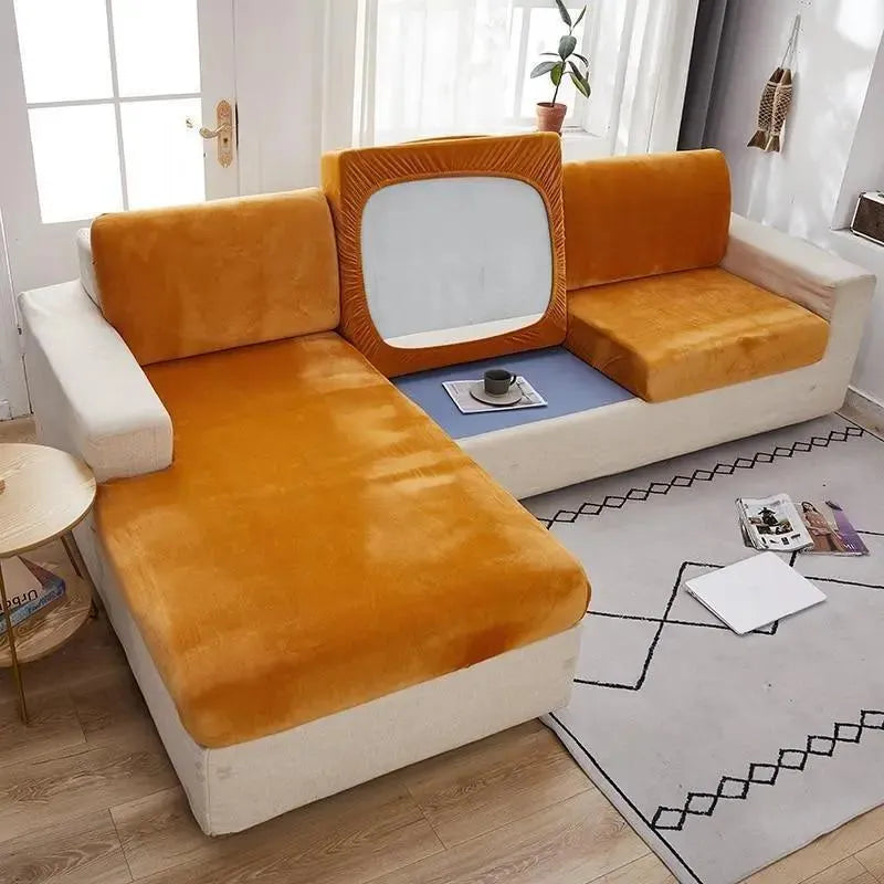 Seat & Backrest Cushion Cover – Orange Velvet – product view 4 | Brivenzo