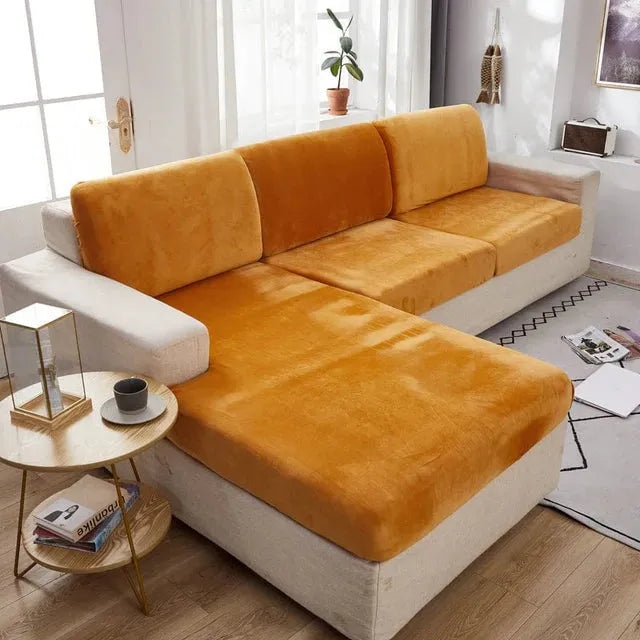 Seat & Backrest Cushion Cover – Orange Velvet – product view 5 | Brivenzo