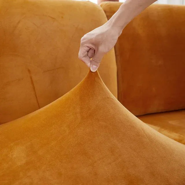Seat & Backrest Cushion Cover – Orange Velvet – product view 6 | Brivenzo