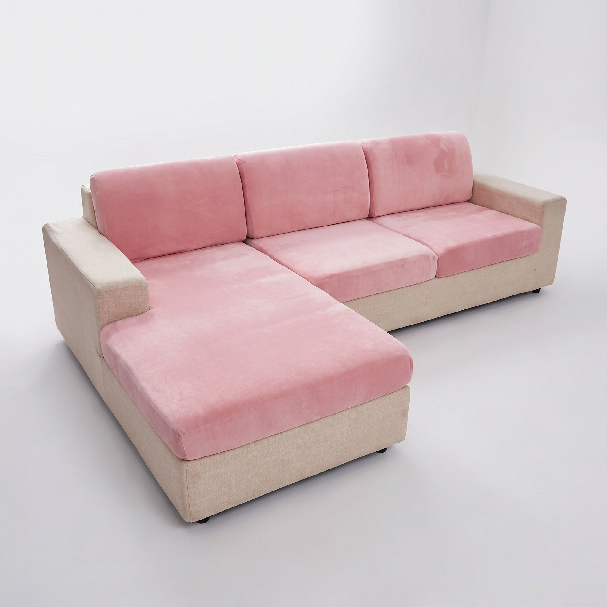 Seat & Backrest Cushion Cover – Pink Velvet – product view 1 | Brivenzo
