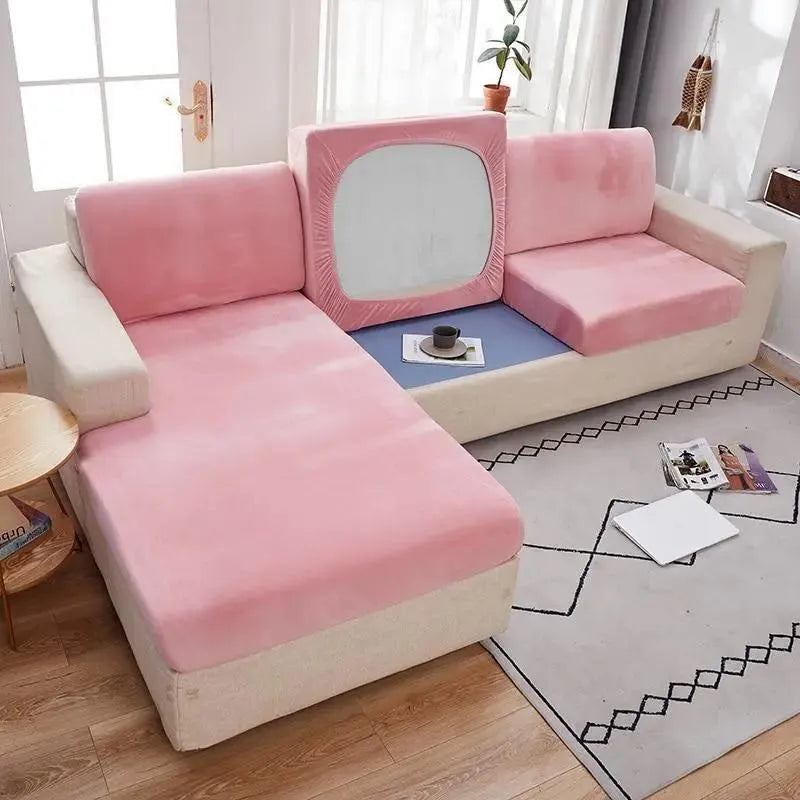 Seat & Backrest Cushion Cover – Pink Velvet – product view 2 | Brivenzo