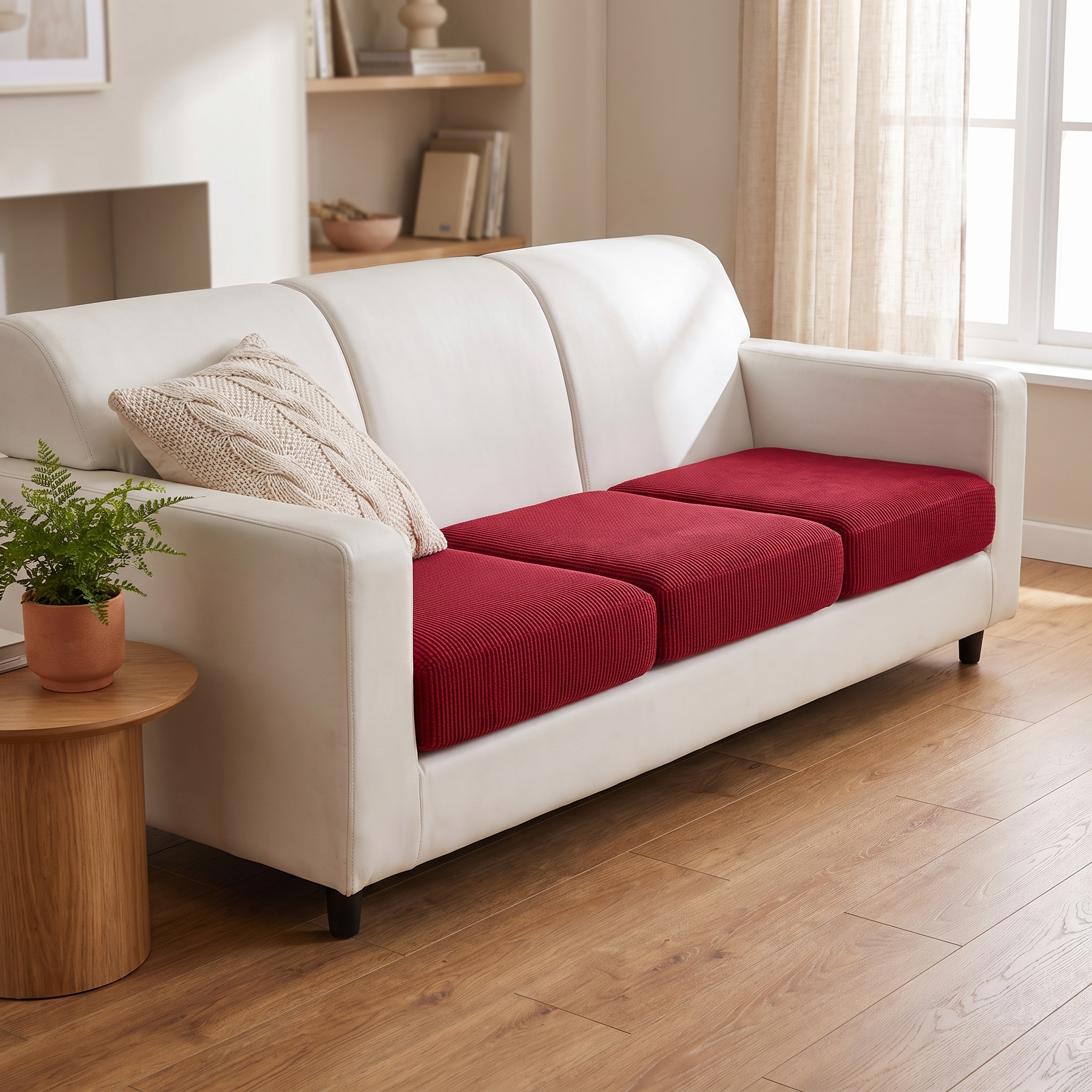 Seat & Backrest Cushion Cover – Red shown in a styled home interior | Brivenzo