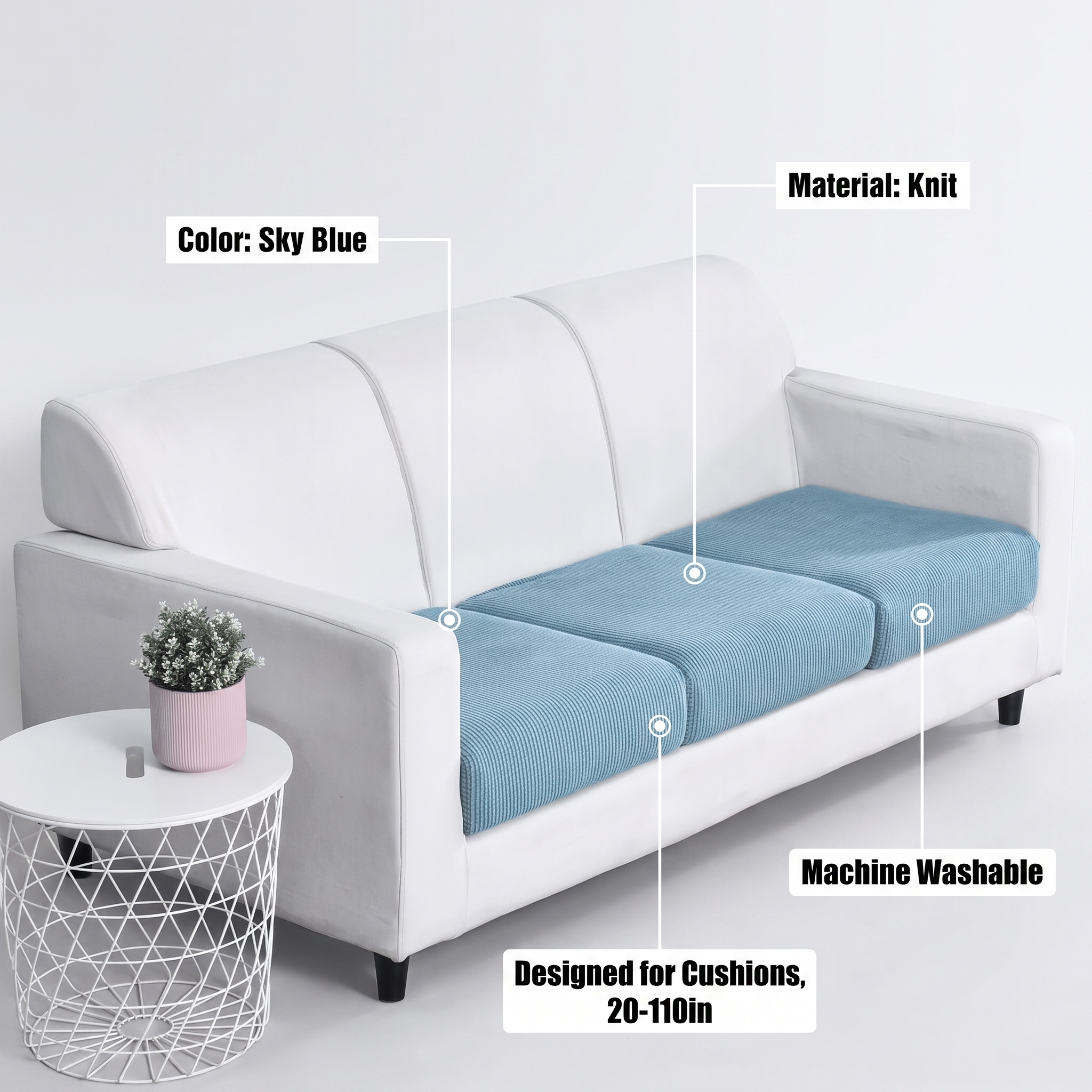 Seat & Backrest Cushion Cover – Sky Blue – features and specifications overview | Brivenzo