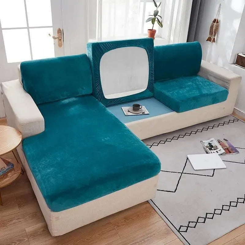 Seat & Backrest Cushion Cover – Teal Velvet – product view 4 | Brivenzo