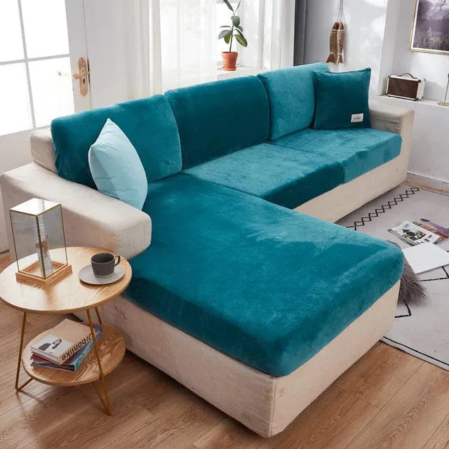 Seat & Backrest Cushion Cover – Teal Velvet – product view 5 | Brivenzo