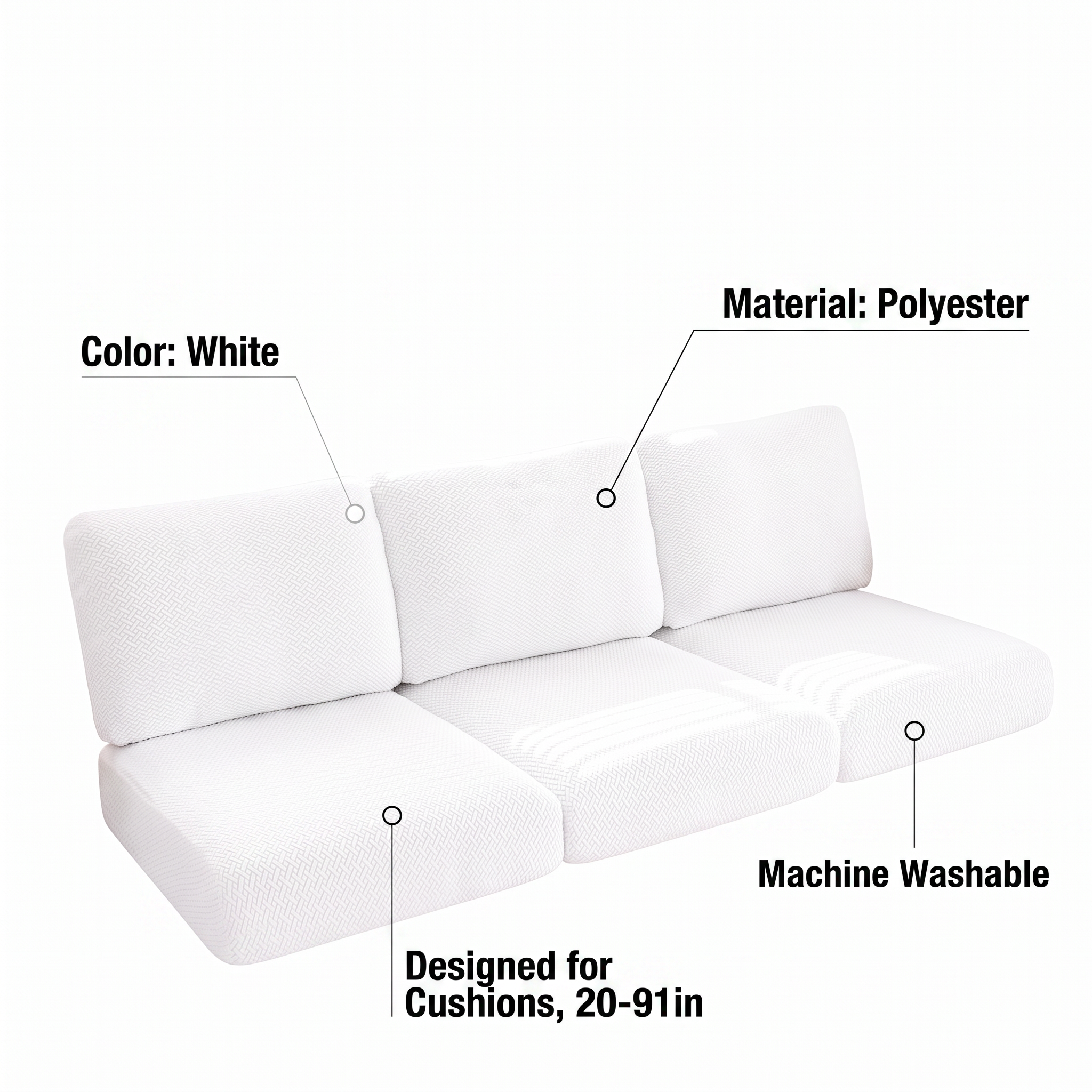 Seat & Backrest Cushion Cover – White – features and specifications overview | Brivenzo