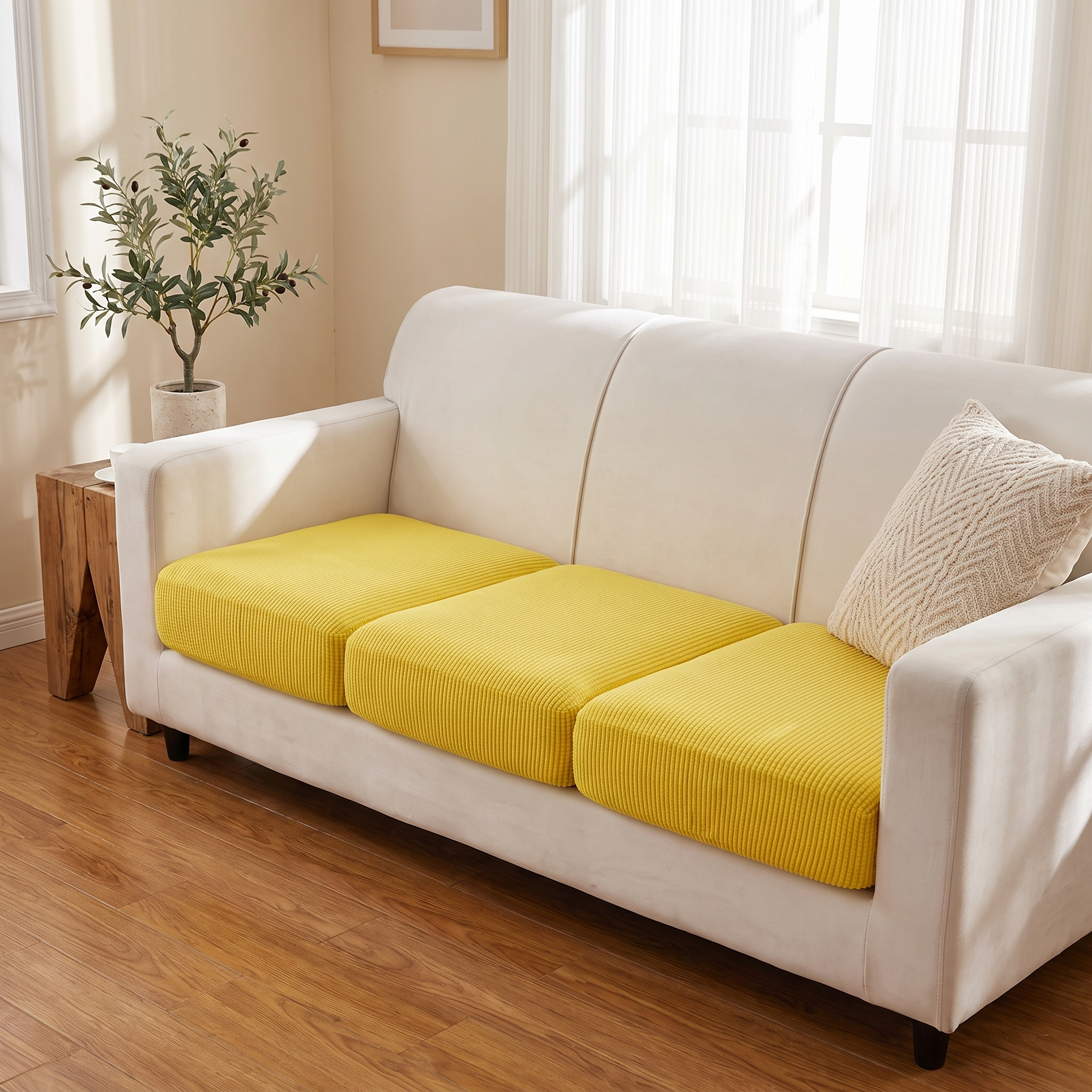 Seat & Backrest Cushion Cover – Yellow – product view 2 | Brivenzo