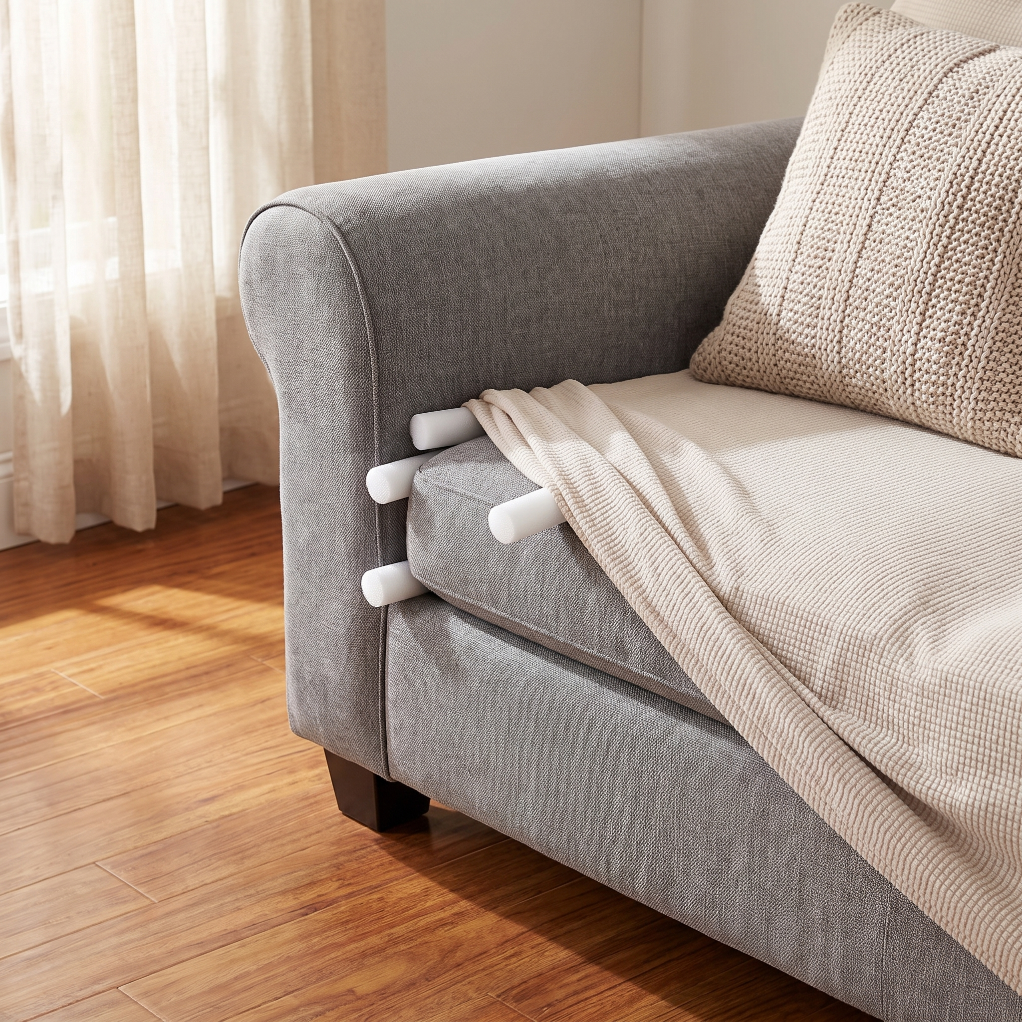 Sofa Cover Anti-Slip Foam Rods – Set of 6 shown in a styled home interior | Brivenzo