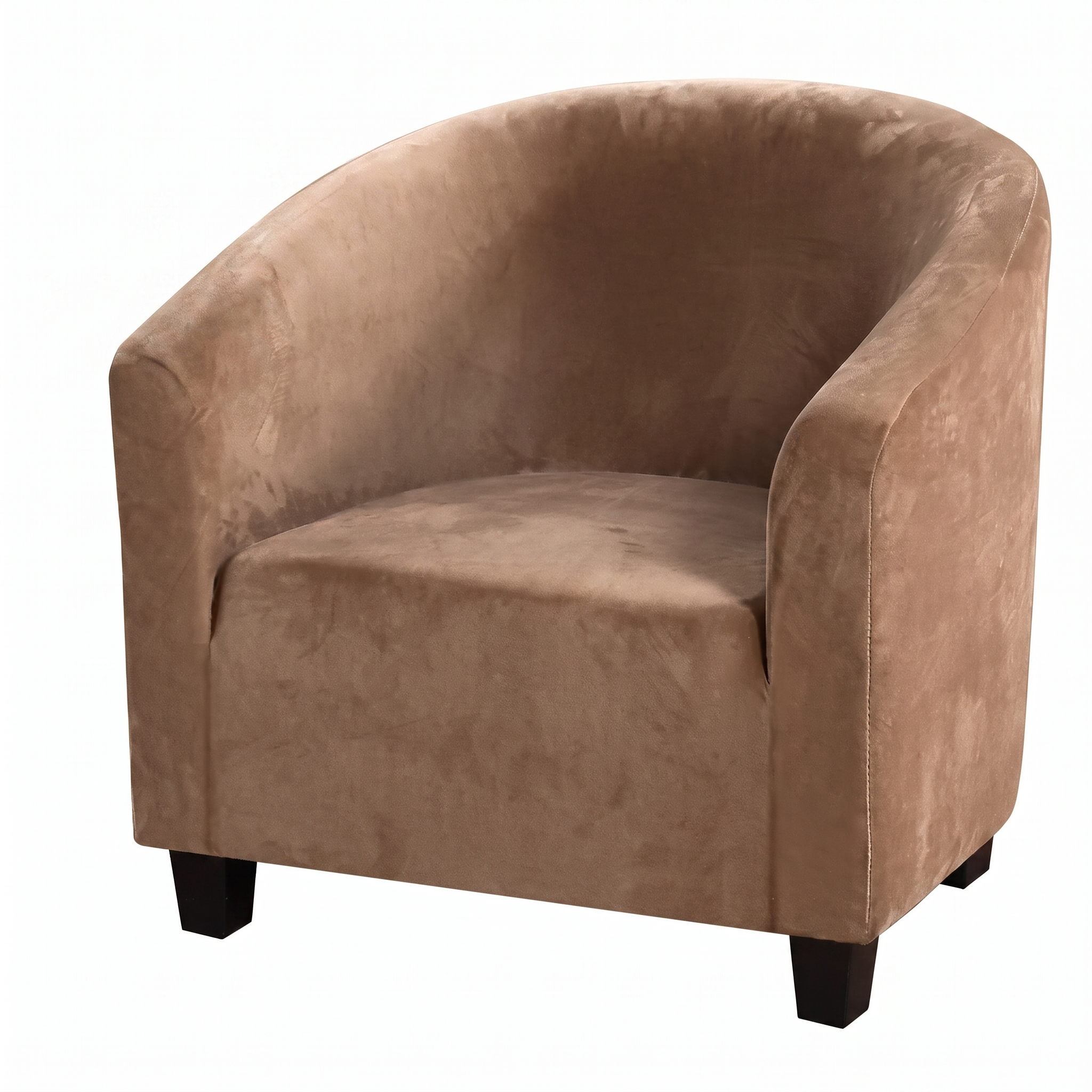Stretch Club Armchair Cover – Camel Velvet – product photo on a white background | Brivenzo