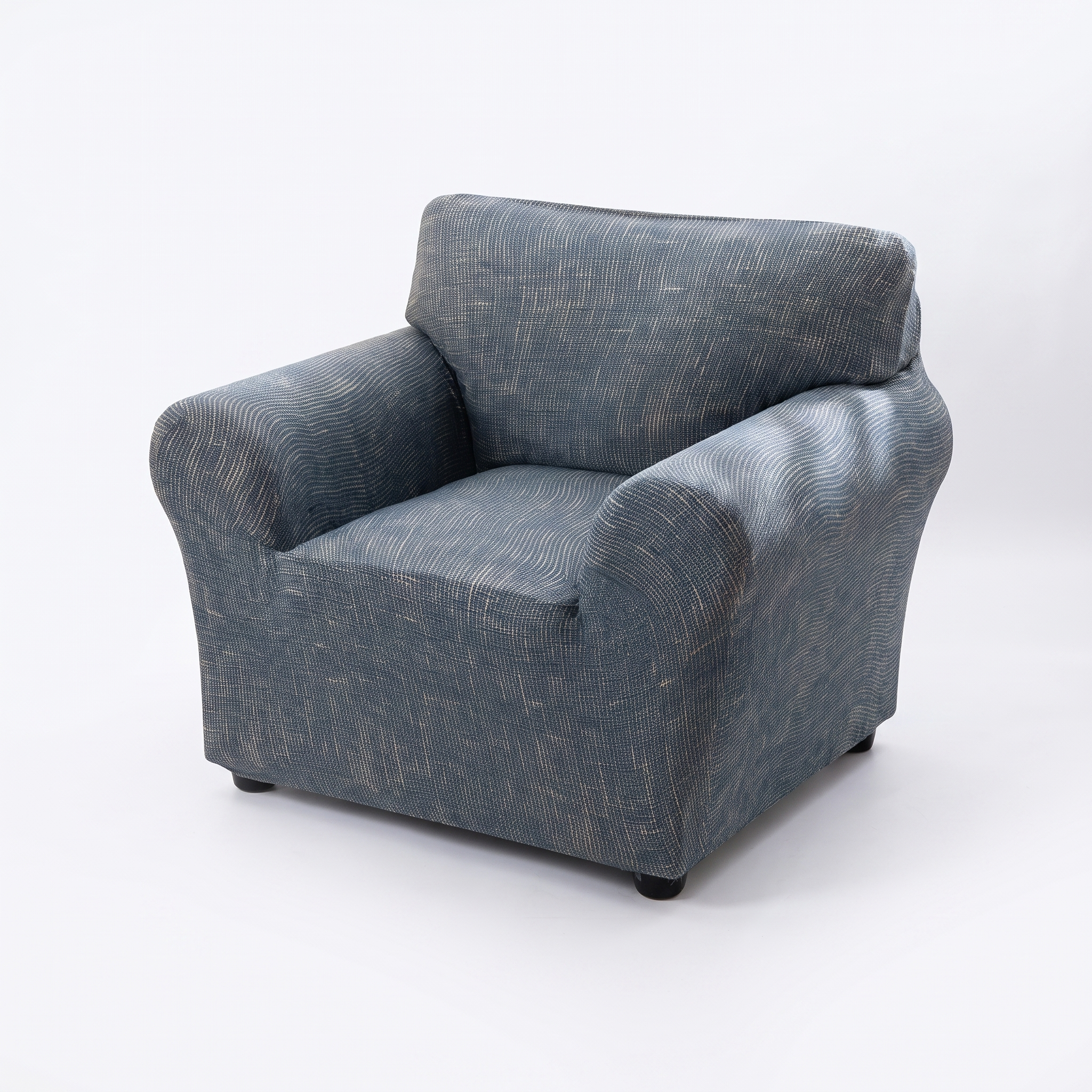 Stretch Club Armchair Cover – Charcoal Grey Crosshatch Scratch Print – product view 1 | Brivenzo