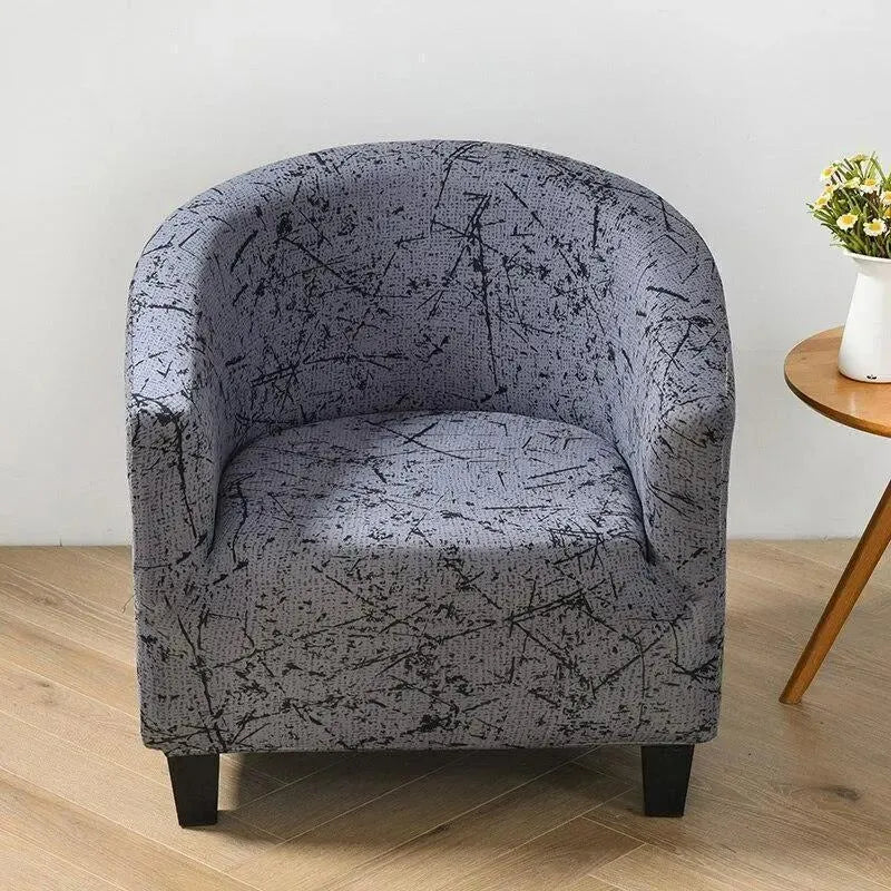 Stretch Club Armchair Cover – Grey Black Scratch Print – product view 4 | Brivenzo