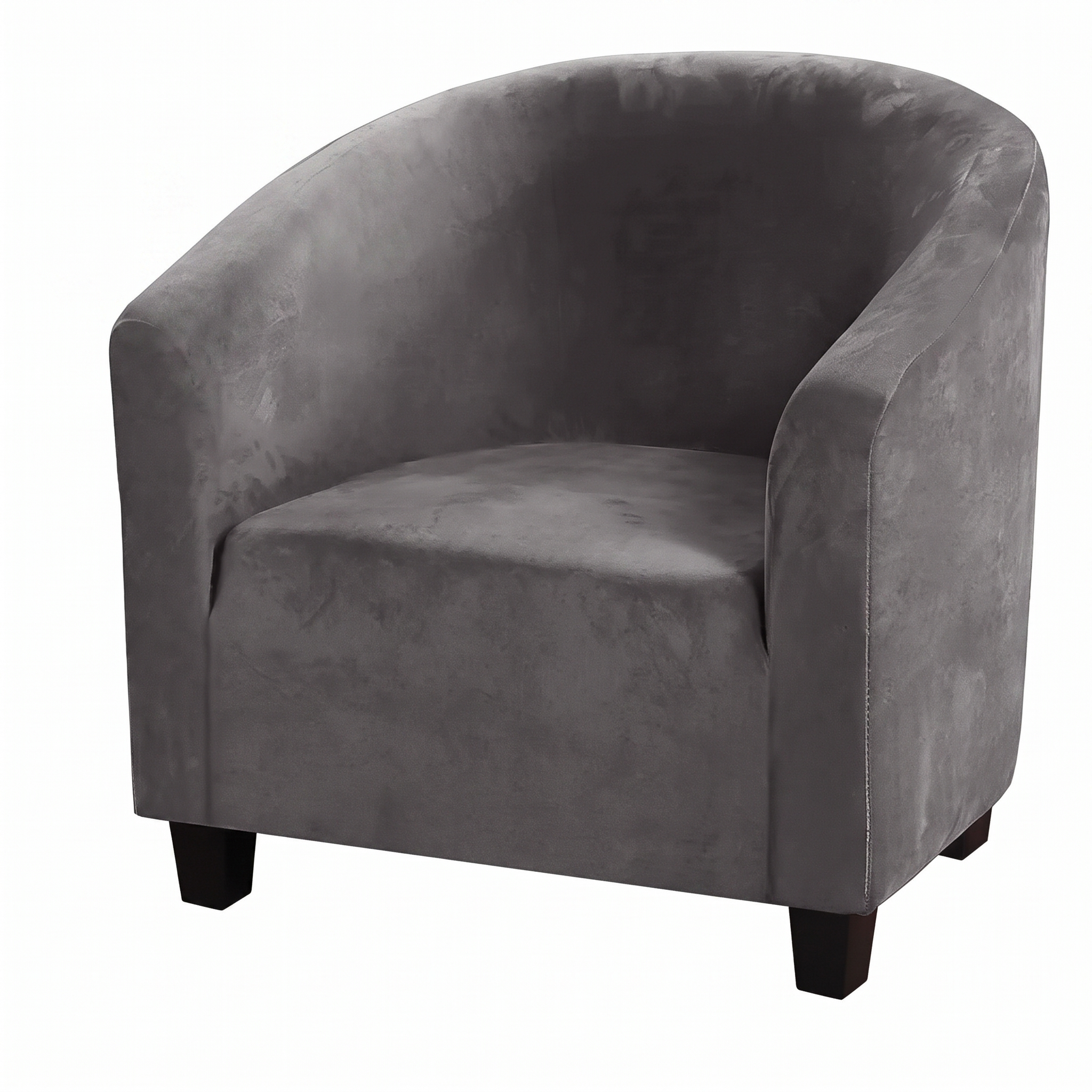 Stretch Club Armchair Cover – Grey Velvet – product photo on a white background | Brivenzo
