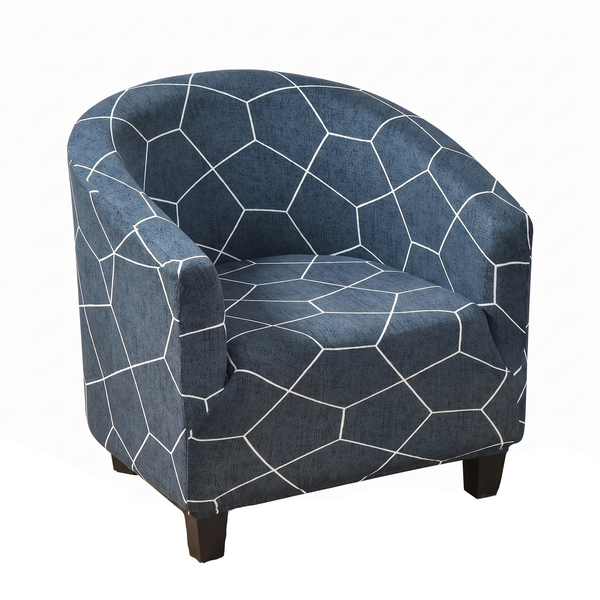 Stretch Club Armchair Cover – Navy Blue Geometric Crystal Print – product photo on a white background | Brivenzo