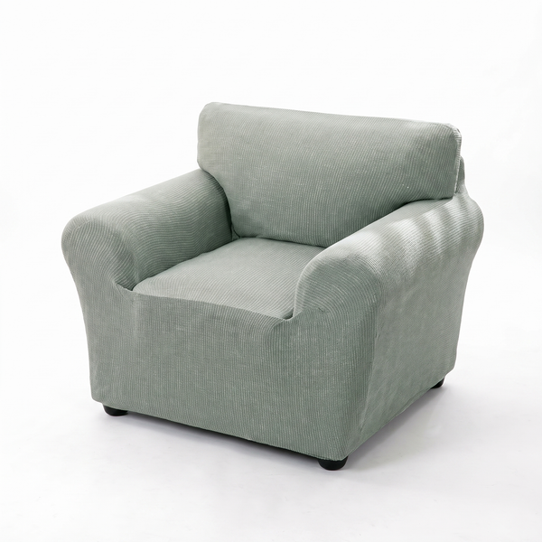 Stretch Club Armchair Cover – Sage Grey – product photo on a white background | Brivenzo