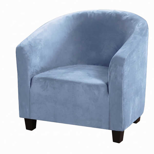 Stretch Club Armchair Cover – Sky Blue Velvet – product photo on a white background | Brivenzo
